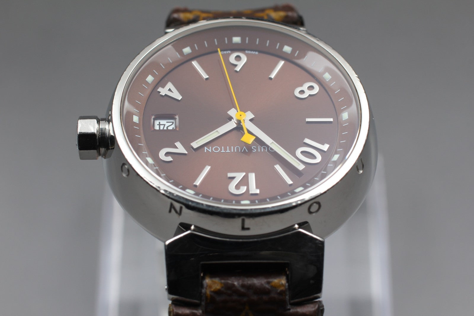 [Exc+5] Louis Vuitton Tambour Q1311 32mm Date Brown Women's Quartz Watch JAPAN