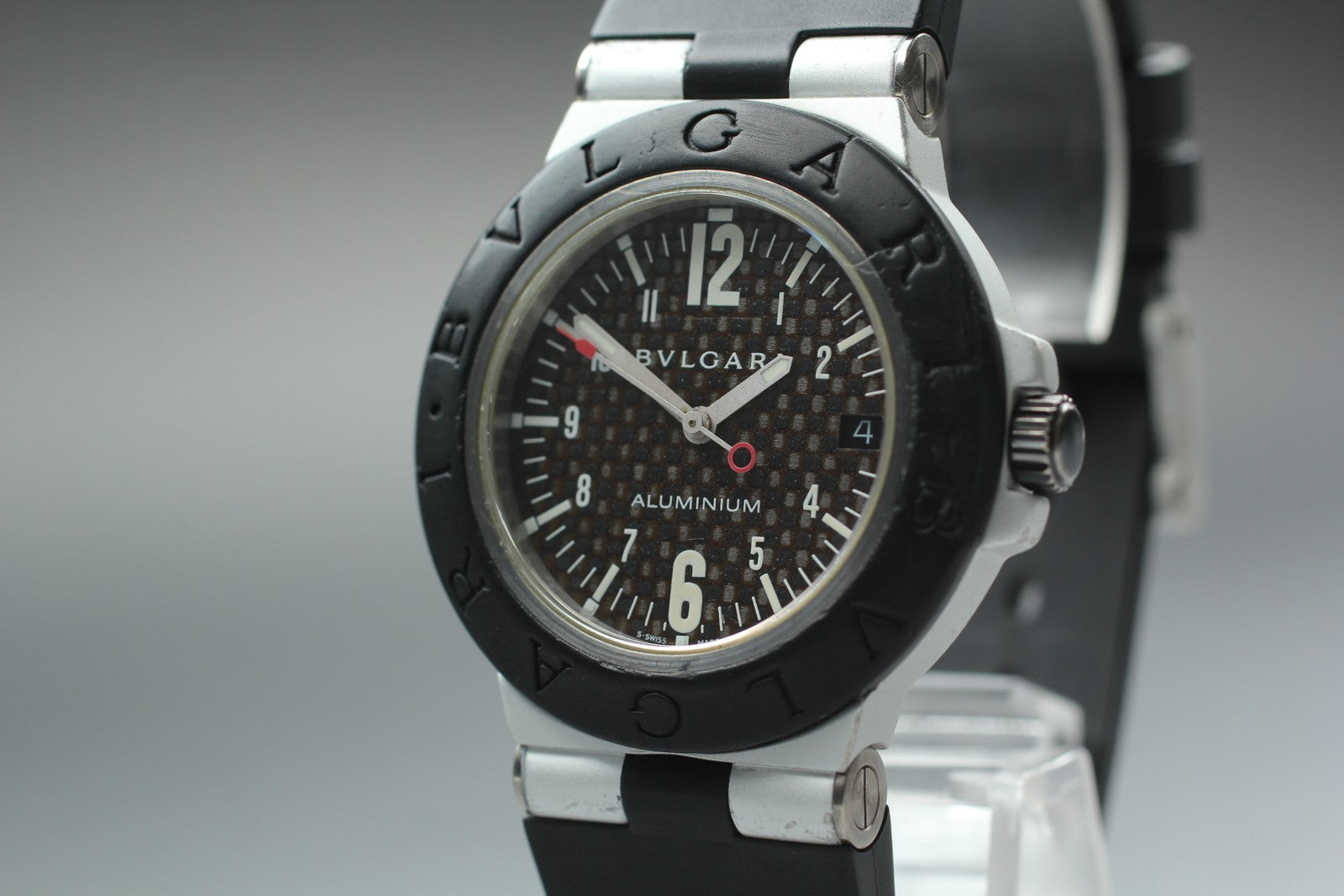 overhauled BVLGARI Aluminum AL38TA Black Men's Automatic Watch 38mm JAPAN Box