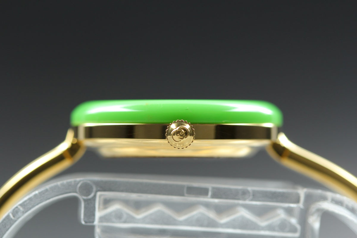 [Overhauled] Gucci Change Bezel 11/12 Lime Green Bezel Women's Qz Watch 15.25cm