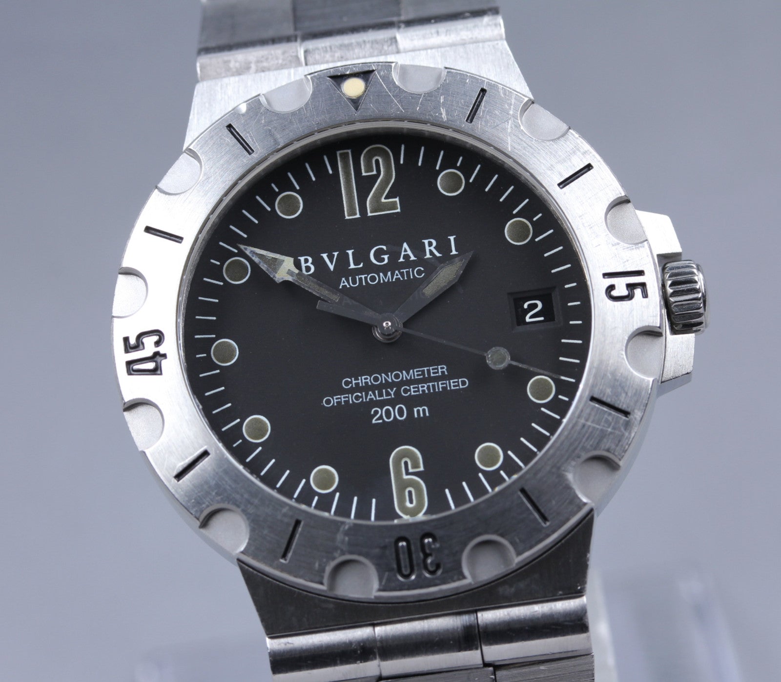 Overhauled [Exc+5] BVLGARI Diagono Scuba SD38S Black Automatic Men's Watch