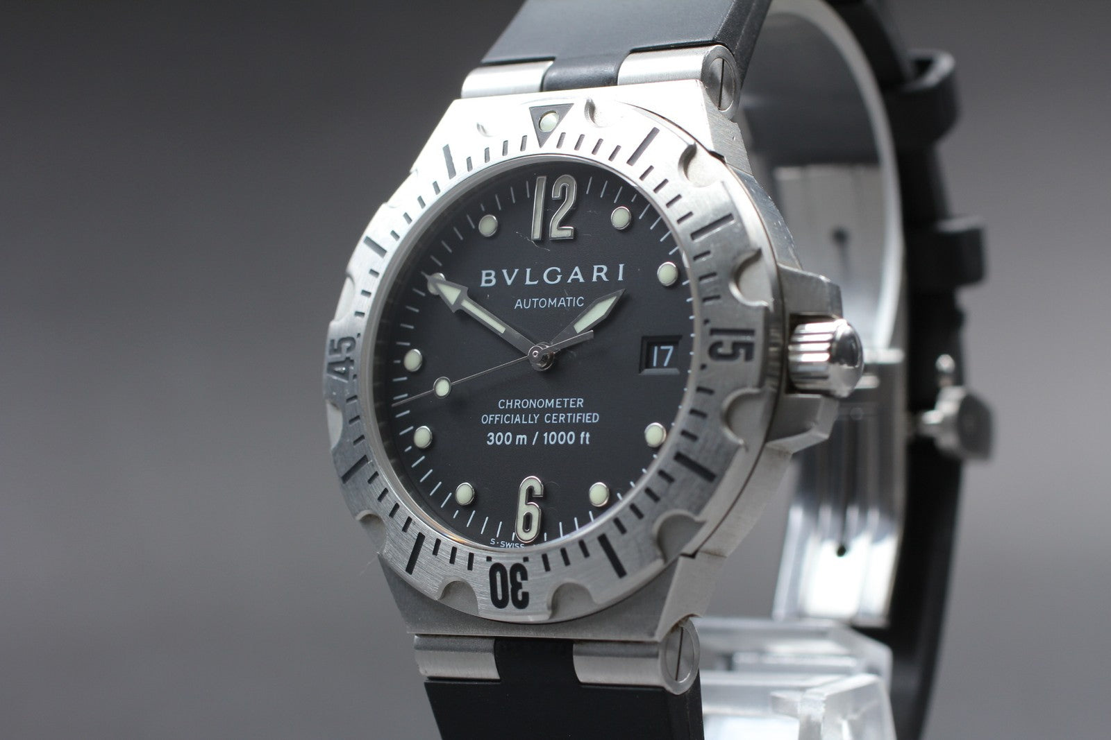 BVLGARI Diagono Scuba SD40S Date black Dial Automatic Men's Watch JAPAN