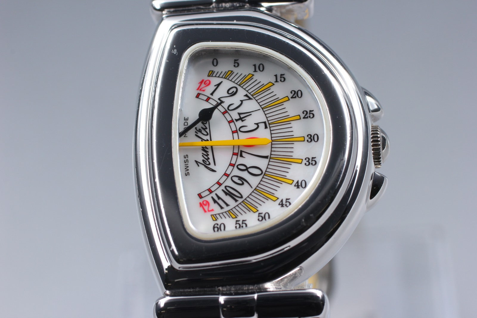 Vintage [Exc+5] Jean d'eve Sectora Silver 24mm Yellow Women's Quartz Watch JAPAN