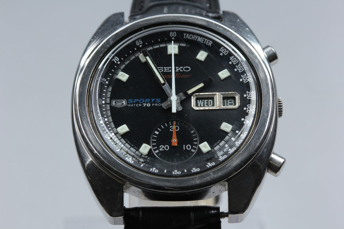 overhauled SEIKO 5 Sports Speed Timer 6139-6010 Automatic Men's Watch 39mm JAPAN