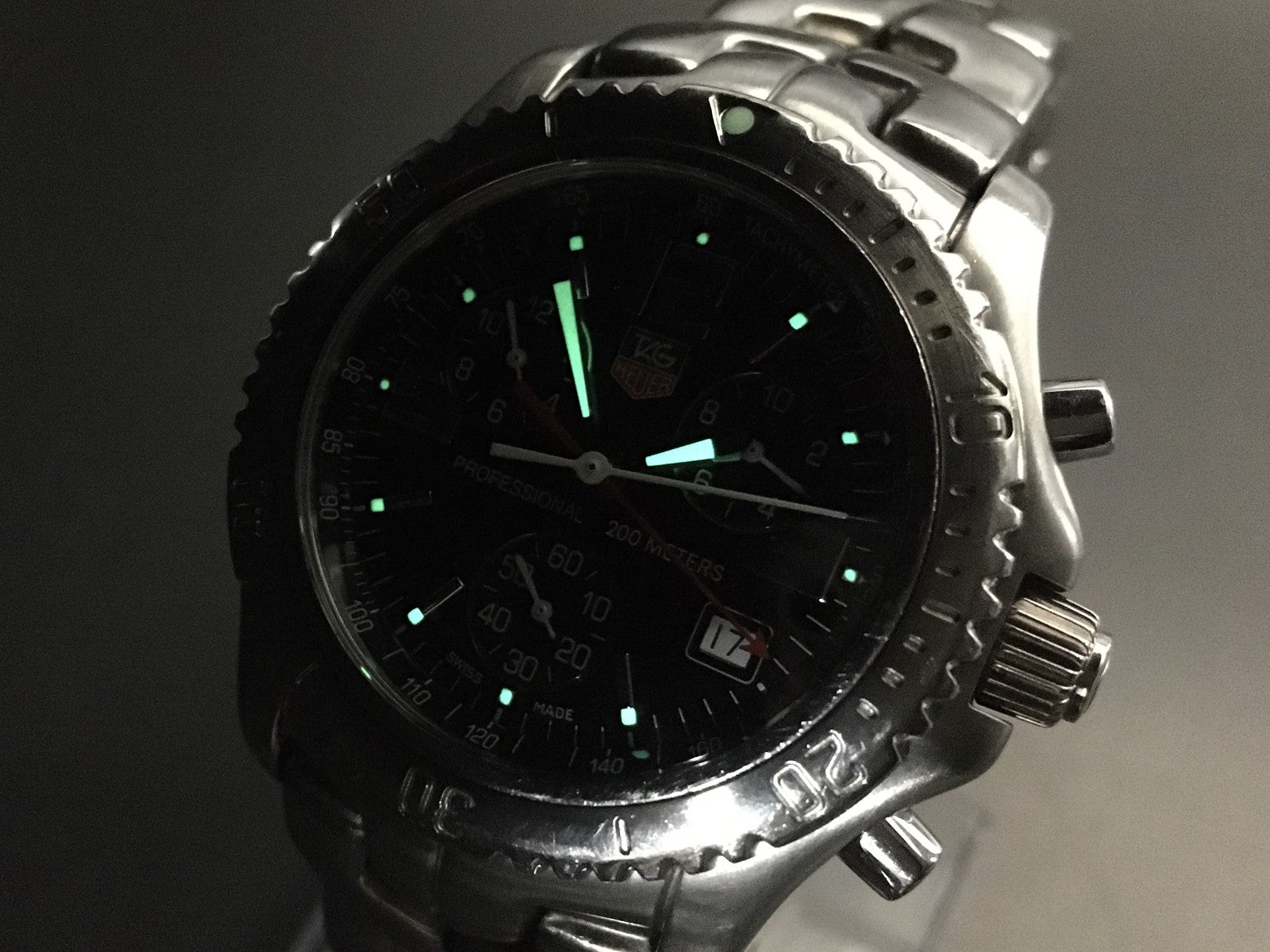 TAG HEUER Link CT1111 Quartz Chronograph Black Men's Watch 40mm JAPAN Box