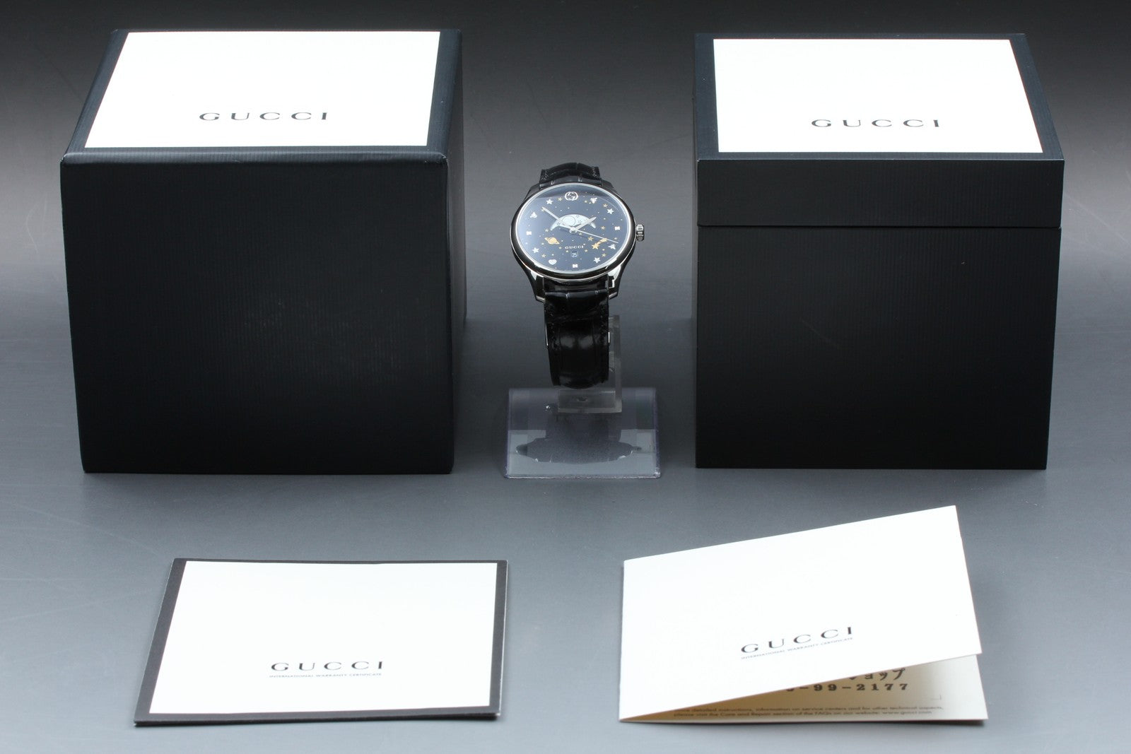 [Near MINT Box] Gucci G-Timeless Moonphase 126.3 YA126327 Black Men's Qz Watch