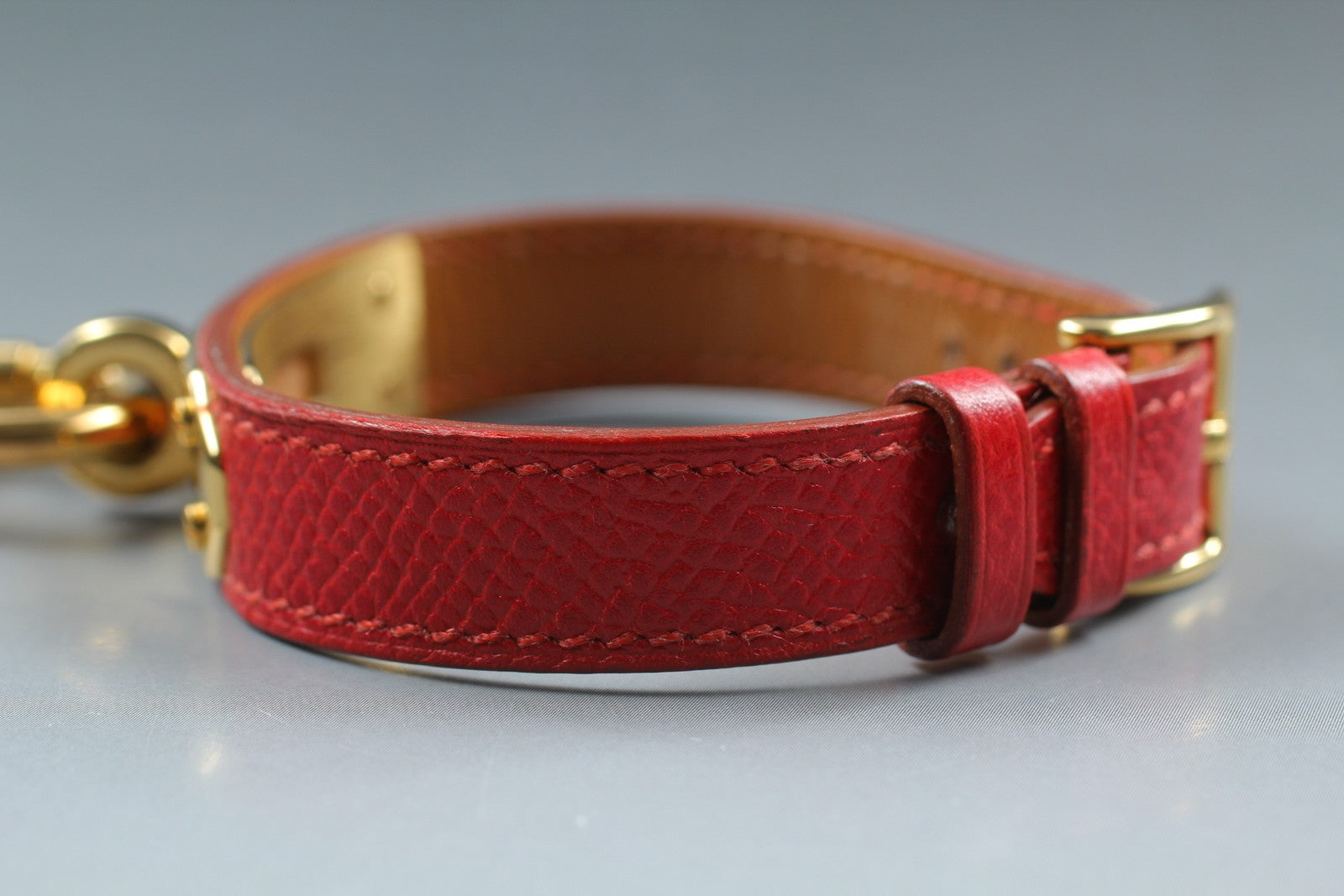 Vintage [Exc+5] HERMES Kelly Watch Gold Red Leather "Z" Woman's Quartz Watch