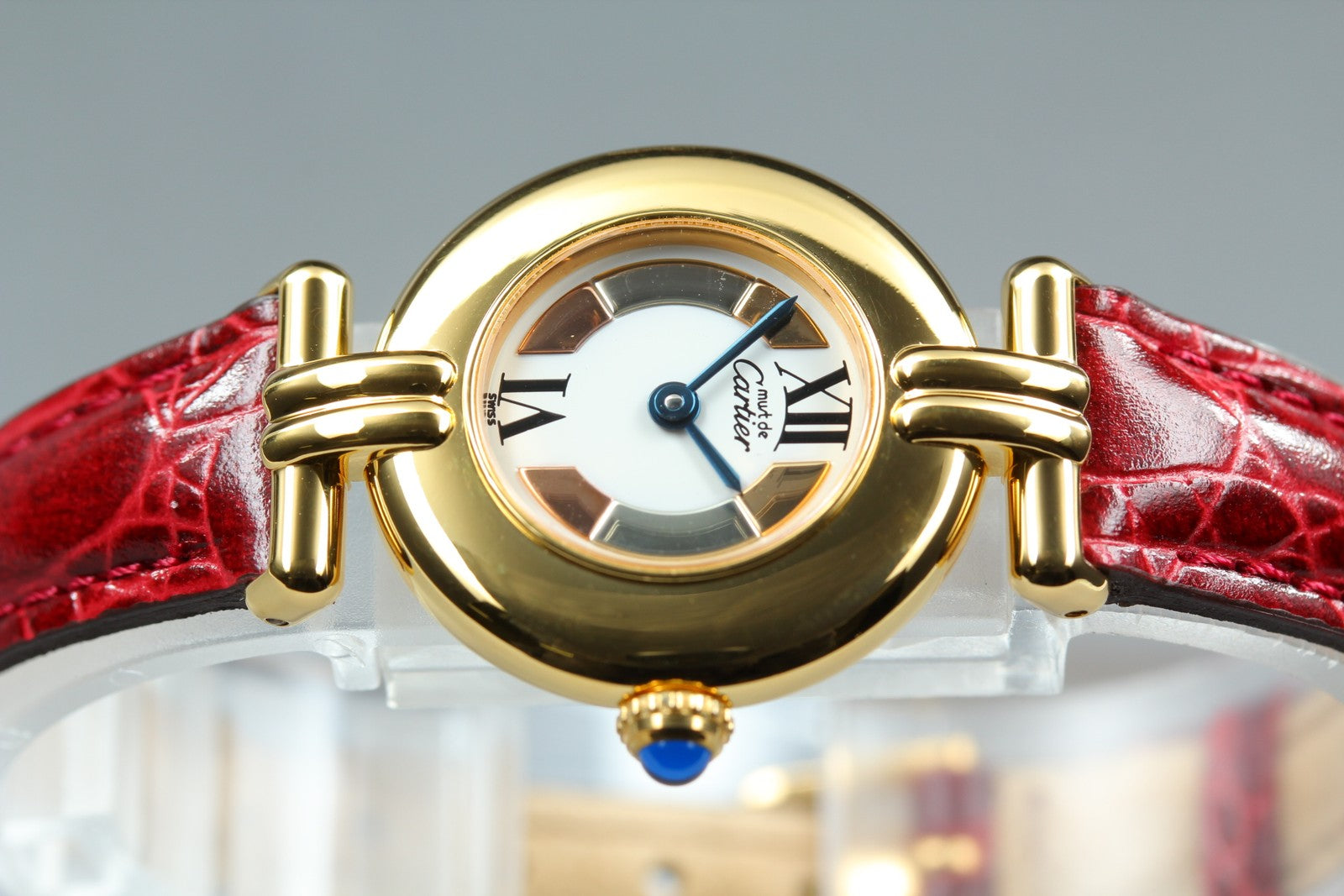 Vintage Cartier Must Colisee Vermeil 590002 Red Women's Quartz Watch [Pouch]