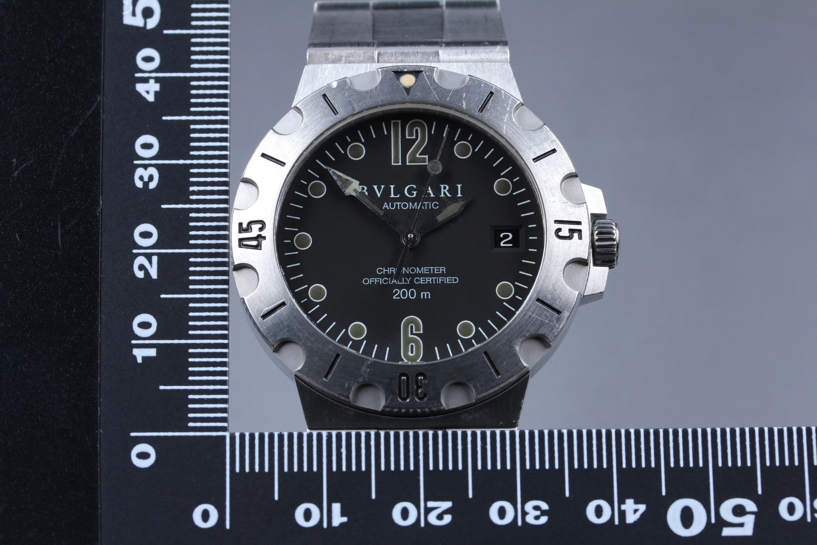 Overhauled [Exc+5] BVLGARI Diagono Scuba SD38S Black Automatic Men's Watch