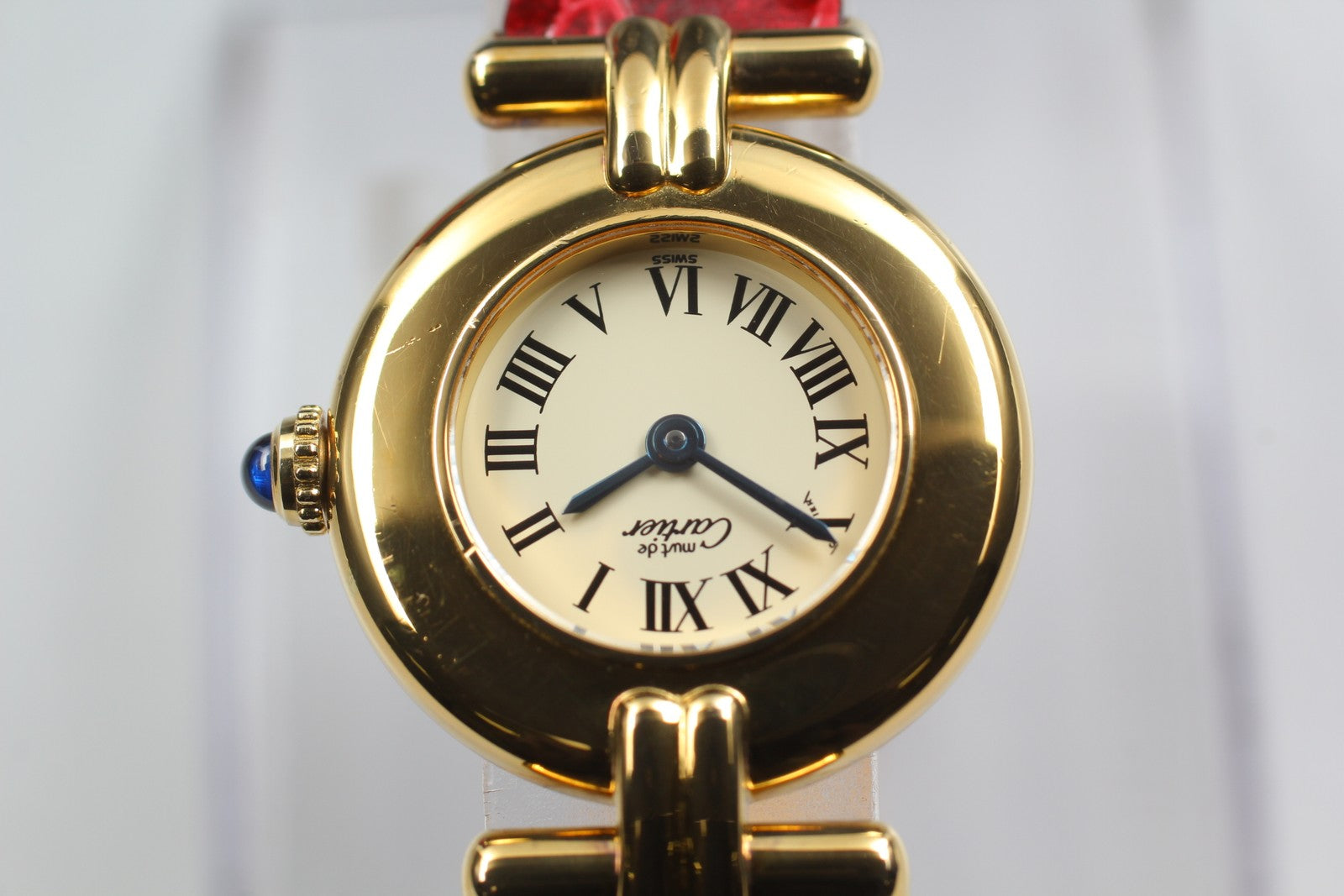 Vintage[Near MINT- Box] Cartier Must Colisee Vermeil 590002 Red Women's Qz Watch