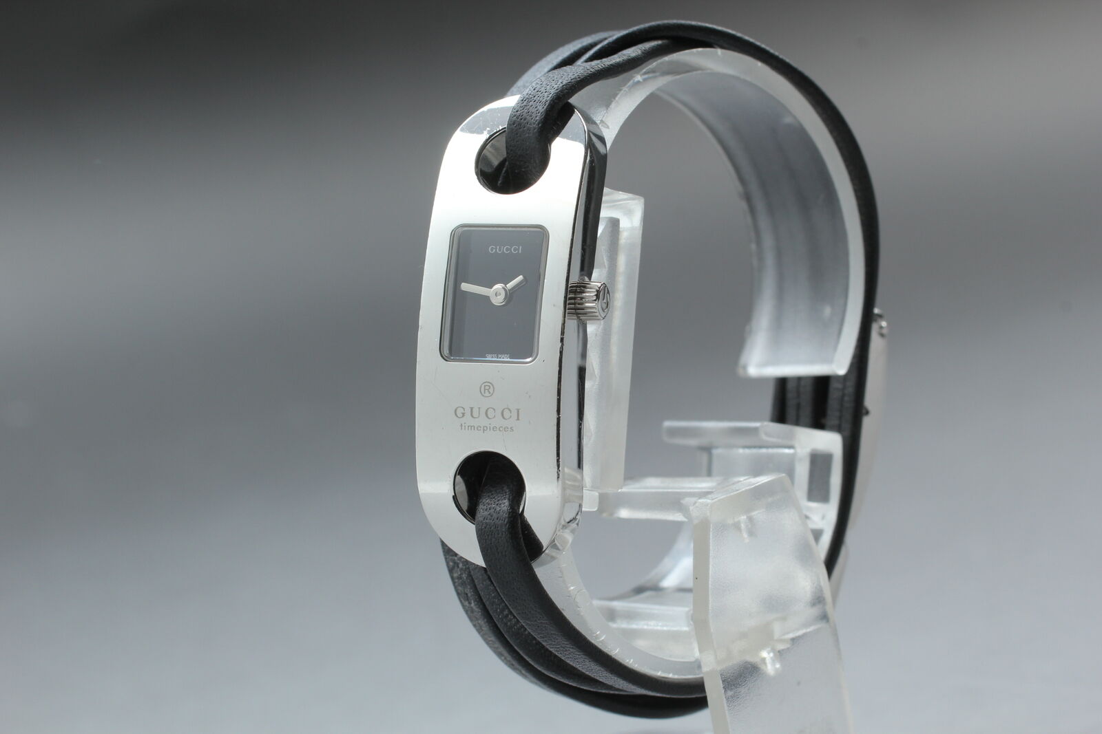 New Battery [Exc+5] Gucci 6100L Black Dial Silver Vintage Women's Qz Watch JP
