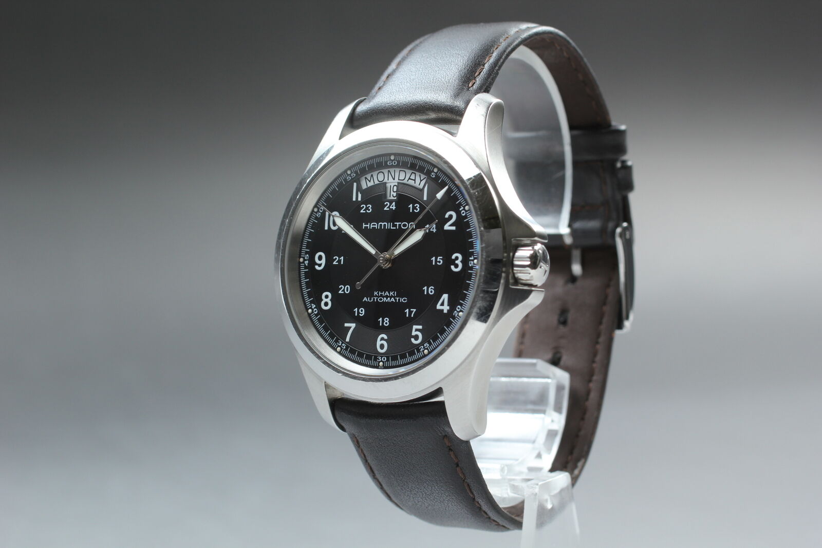 [Exc+5 w/ Box] Hamilton Khaki Men's Black 25J Automatic Men's Watch From JAPAN