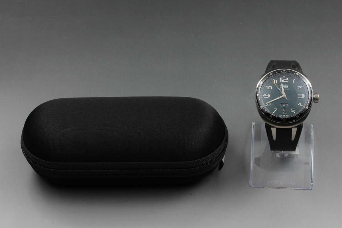 ORIS TT3 7589 Day Date Titanium Green Dial Black 44mm Automatic Men's Watch