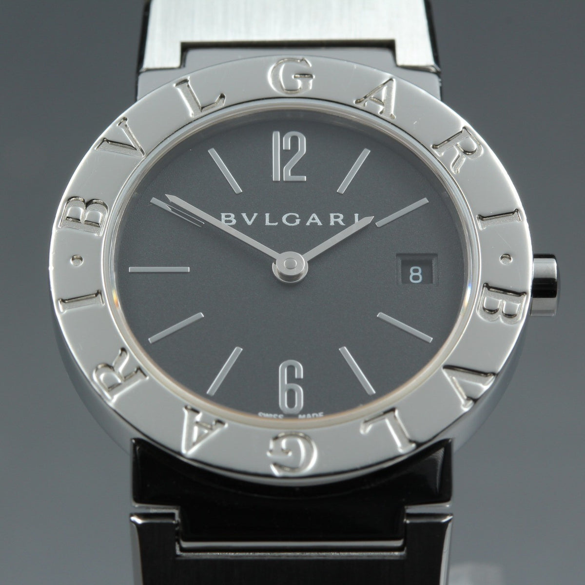 BVLGARI BB26SS Black Dial Quartz Date Women’s Watch 26mm Used From JAPAN w/Pouch