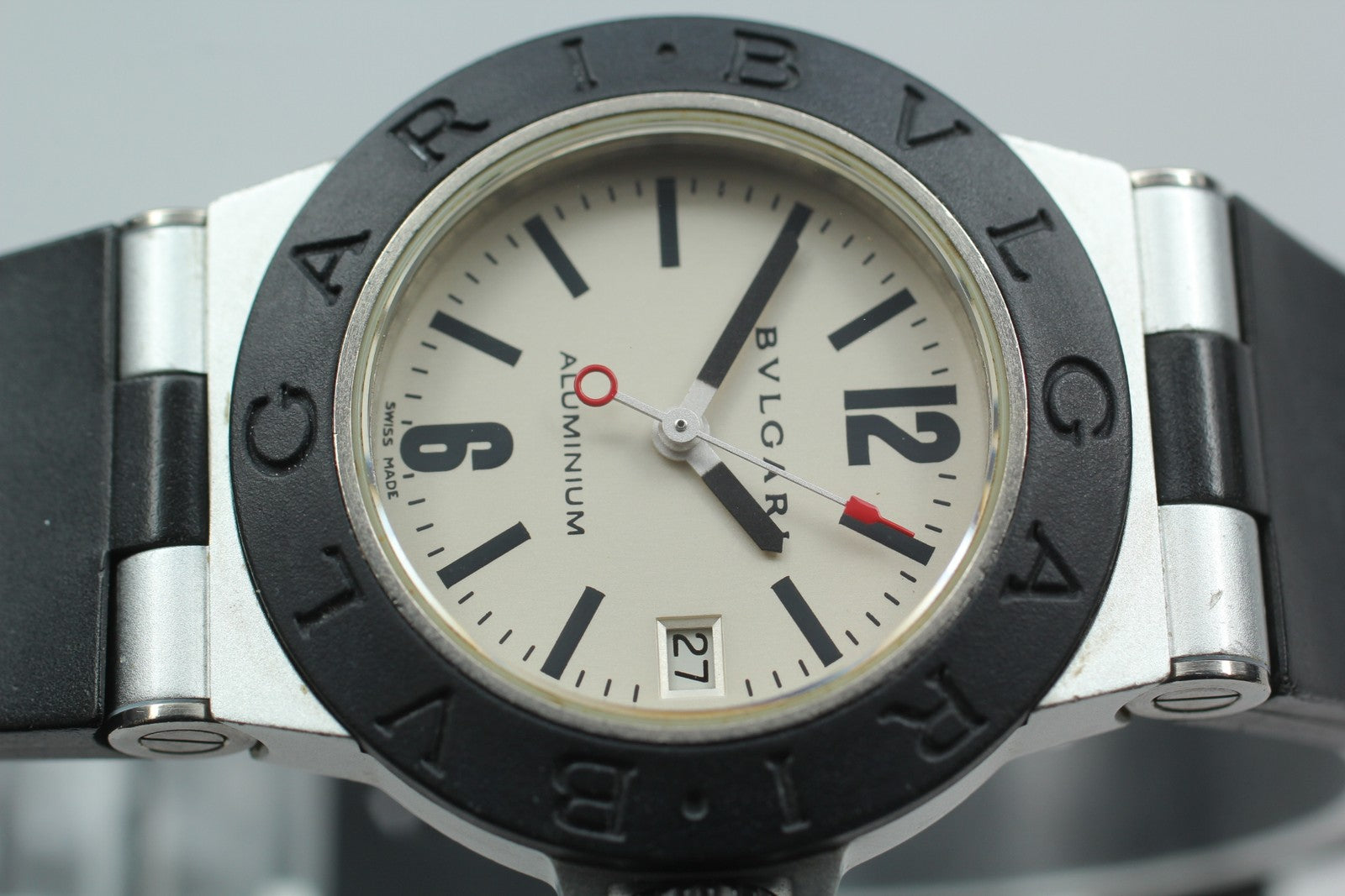 [Exc+5] BVLGARI Alminium AL29TA Silver Black 29mm Women's Quartz Watch JAPAN