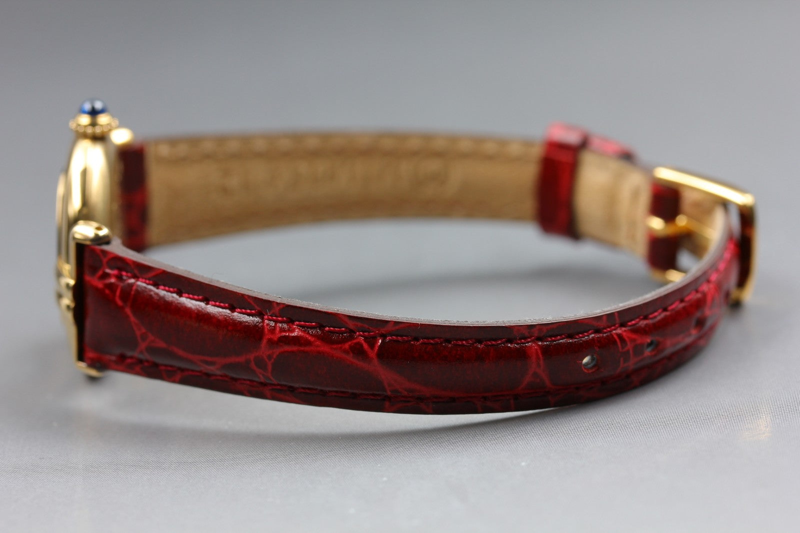Vintage[Near MINT- Box] Cartier Must Colisee Vermeil 590002 Red Women's Qz Watch