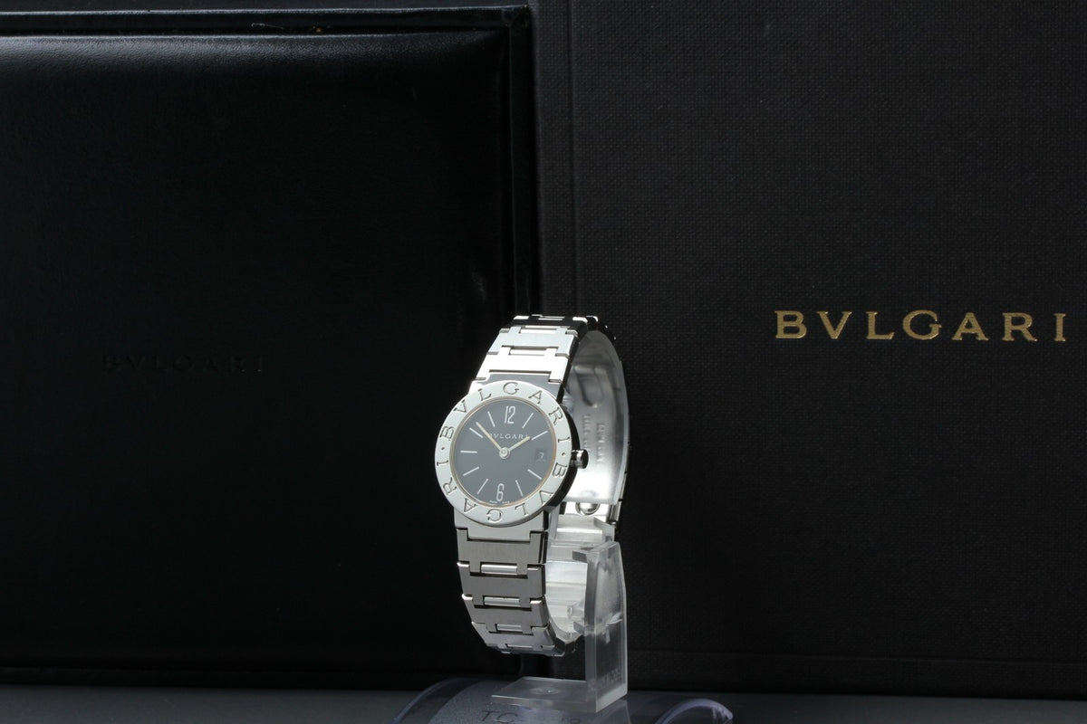 New Batt BVLGARI BB26SS Black Dial Quartz Date Women's Watch  26mm Used JAPAN