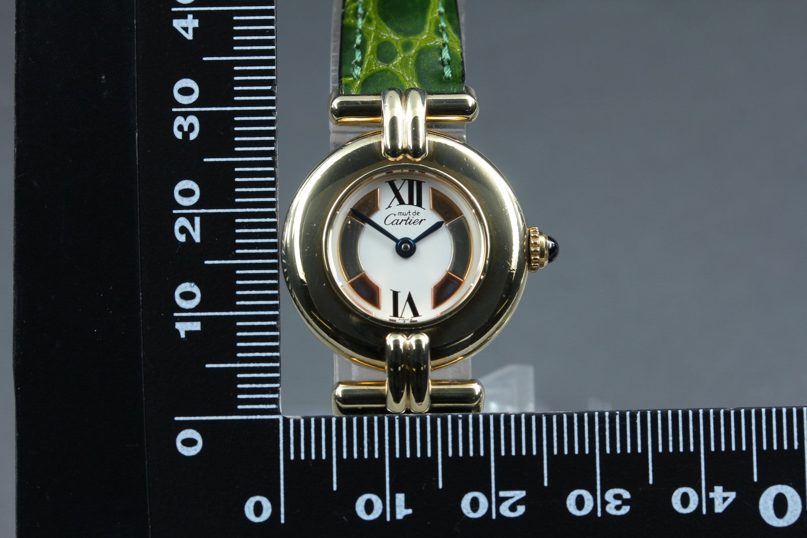 Vintage [Exc+5] Cartier Must Colisee Vermeil 590002 Green Women's Quartz Watch