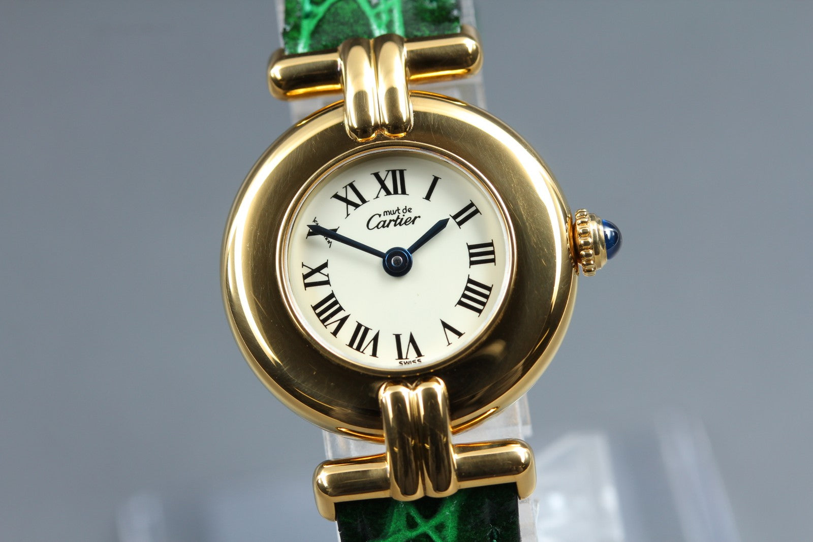 Vintage [w/Box] Cartier Must Colisee Vermeil 590002 Green Women's Quartz Watch