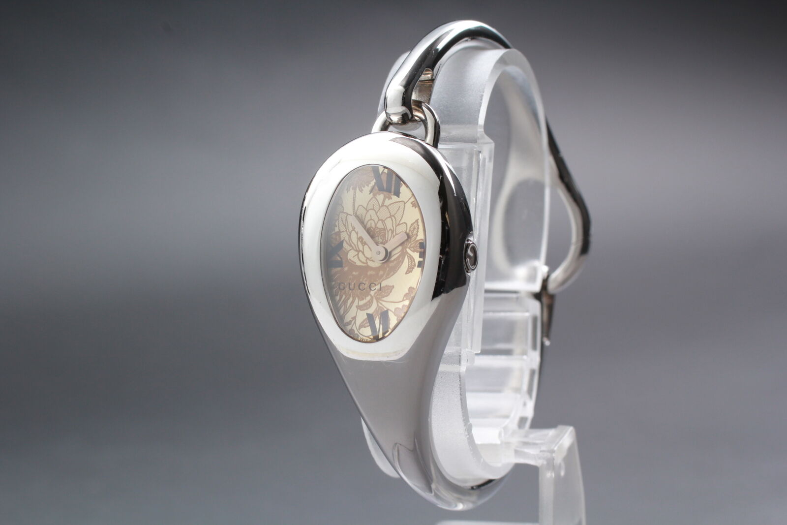 Vintage [Exc+5 Box ] Gucci 103 Horsebit Floral Silver Woman's Quartz Watch JAPAN