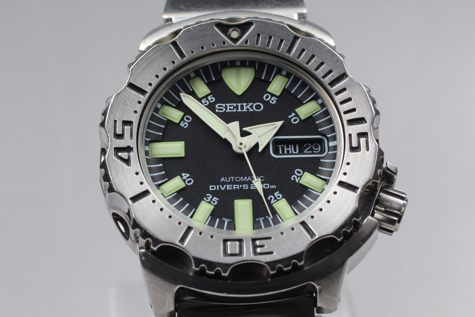 Exc+5* SEIKO 7S26-0350 SKX779 Divers Black Monster Automatic Men's Watch JAPAN