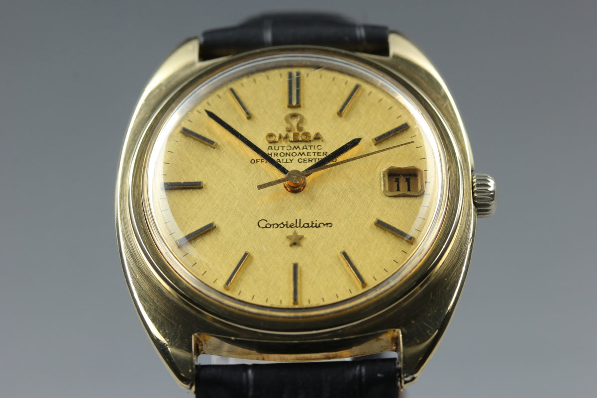 OMEGA Constellation 168.017 Cal.564 Gold Chronometer Date AT Mens Watch Vintage