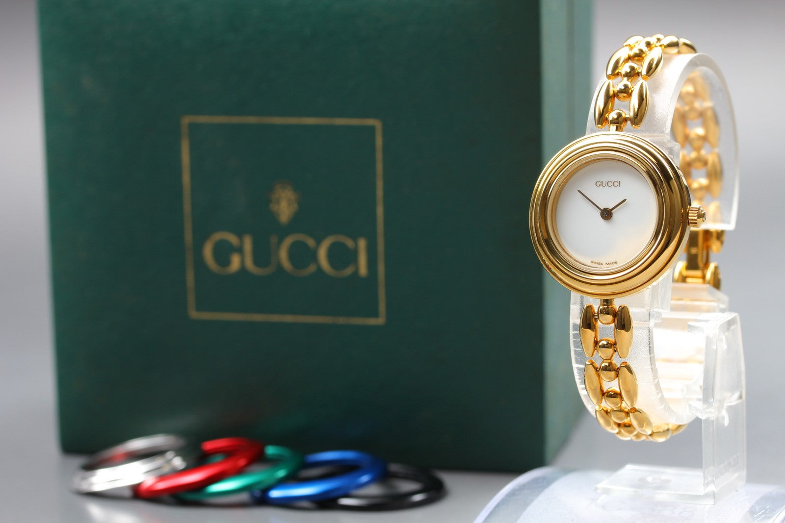 Vintage [Exc+5 Box] GUCCI Change Bezel 11/12.2 6 Colors Quartz Woman’s Watch