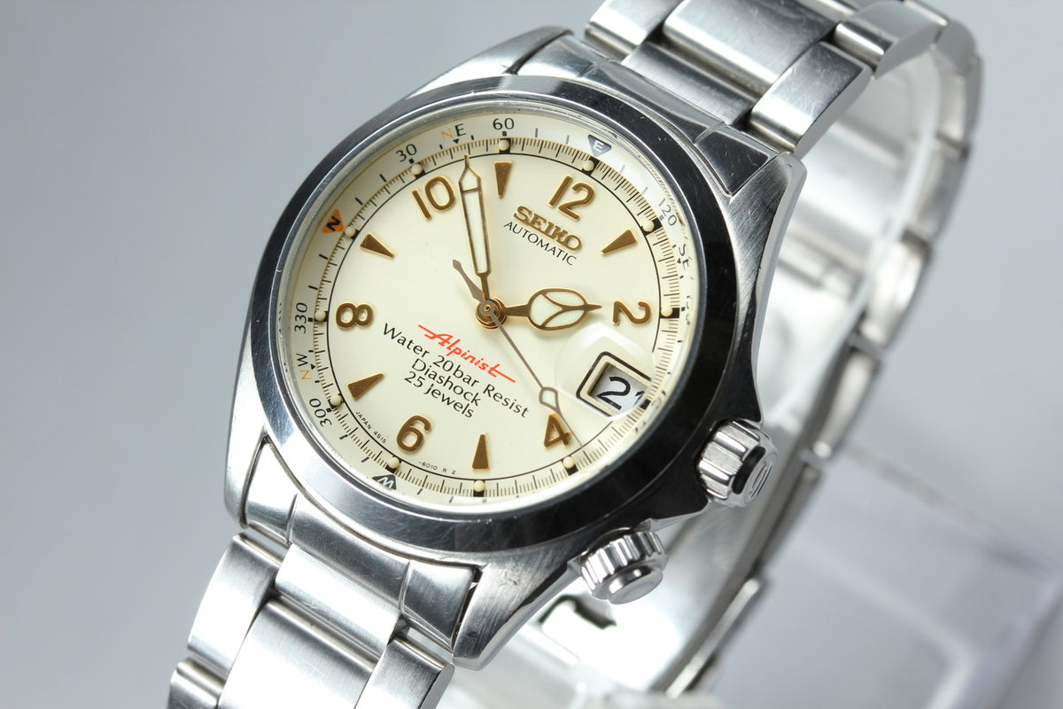 [Overhauled] SEIKO Red Alpinist 4S15-6000 SCVF007 Cream Automatic Men's JAPAN