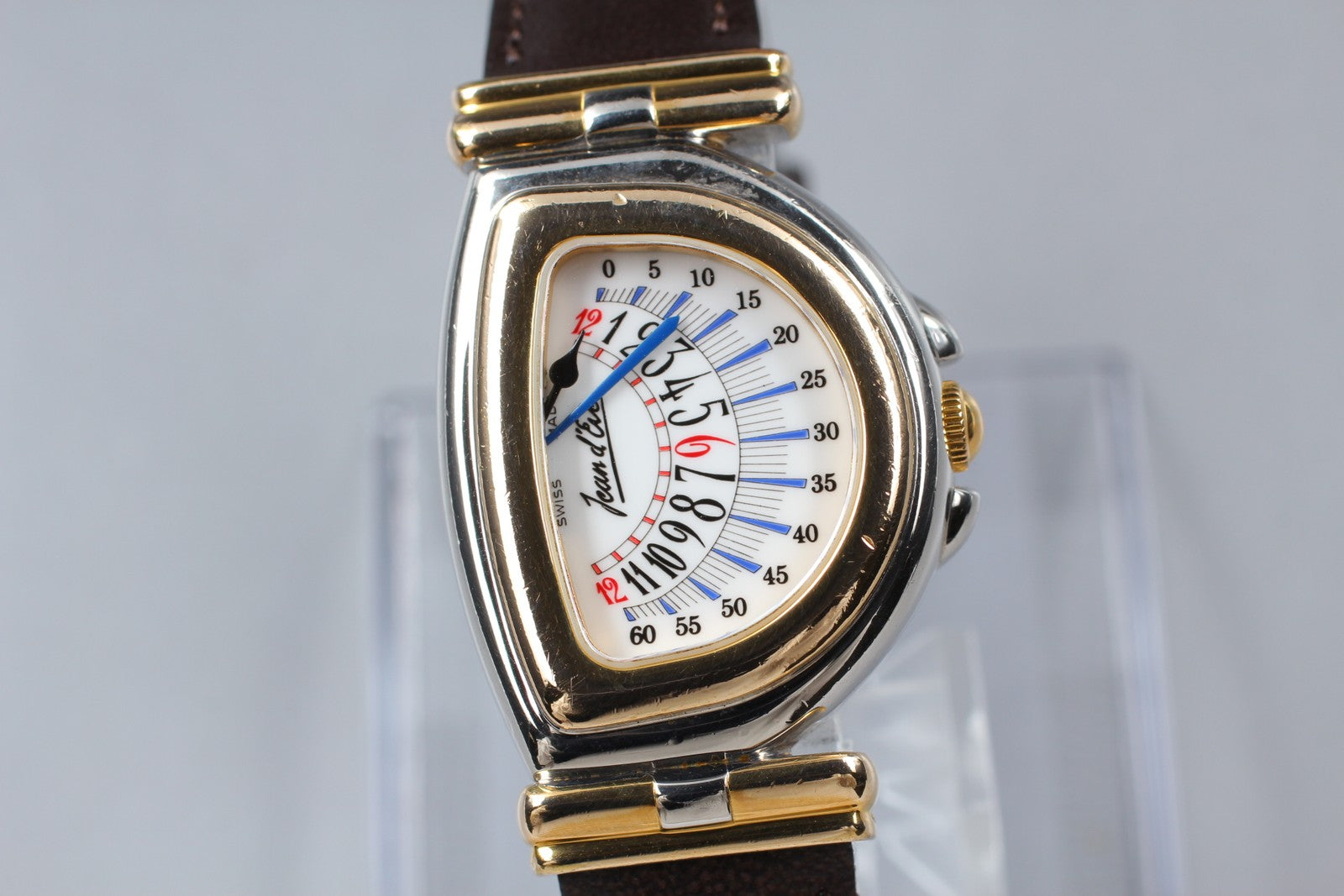 Vintage [Exc+5] Jean d'eve Sectora Gold 24mm Blue Women's Quartz Watch JAPAN