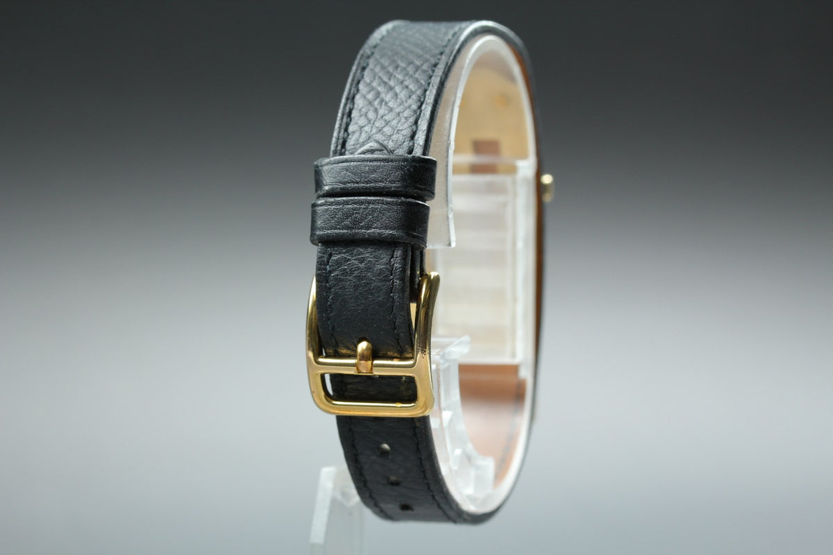 HERMES Kelly Watch Gold Black Leather "A" Woman's Quartz Watch Vintage [Box]