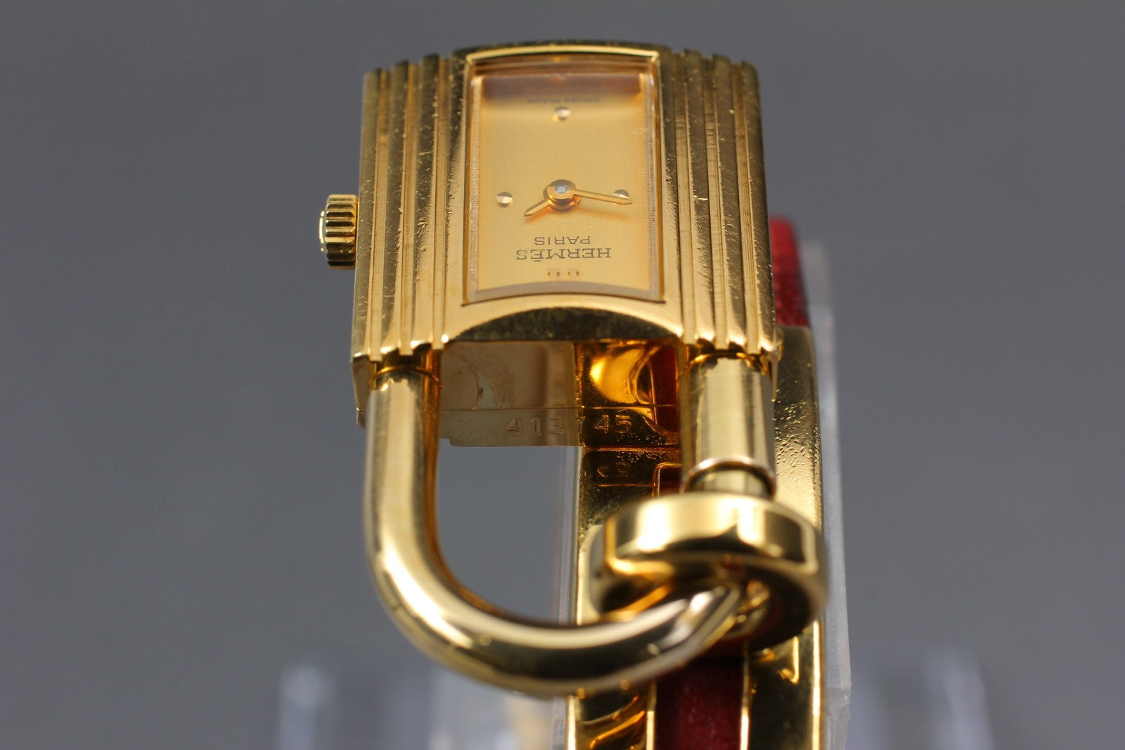 Vintage [Exc+5 Box] HERMES Kelly Watch Gold Red "U" Woman's Quartz Watch JAPAN