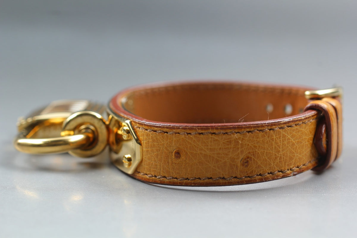 HERMES Kelly Watch Gold Brown Leather "Z" Woman's Quartz Watch Vintage [Box]