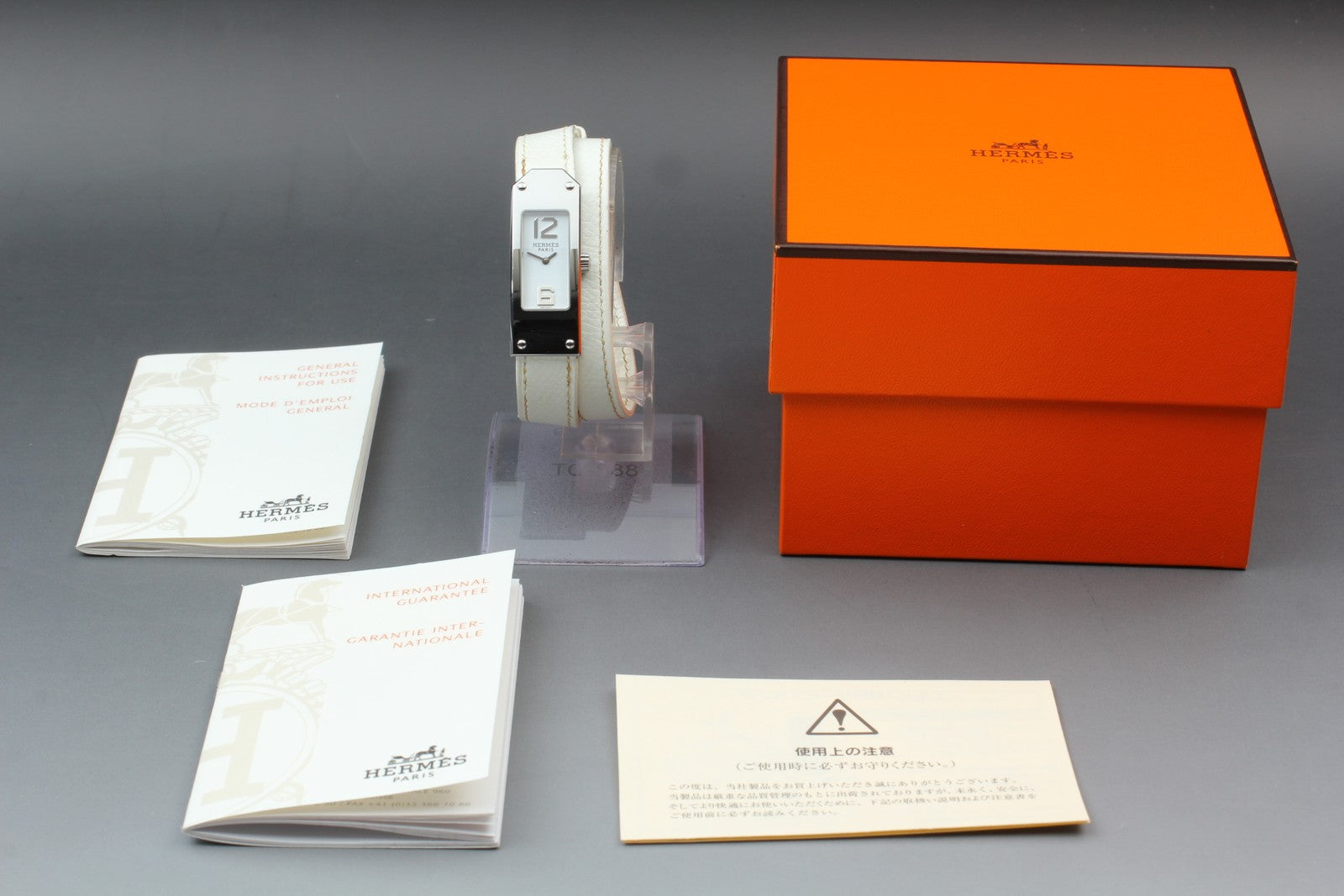 HERMES Kelly 2 Double Tour KT1.210 White 15mm "I" Quartz Women's Watch [w /Box]