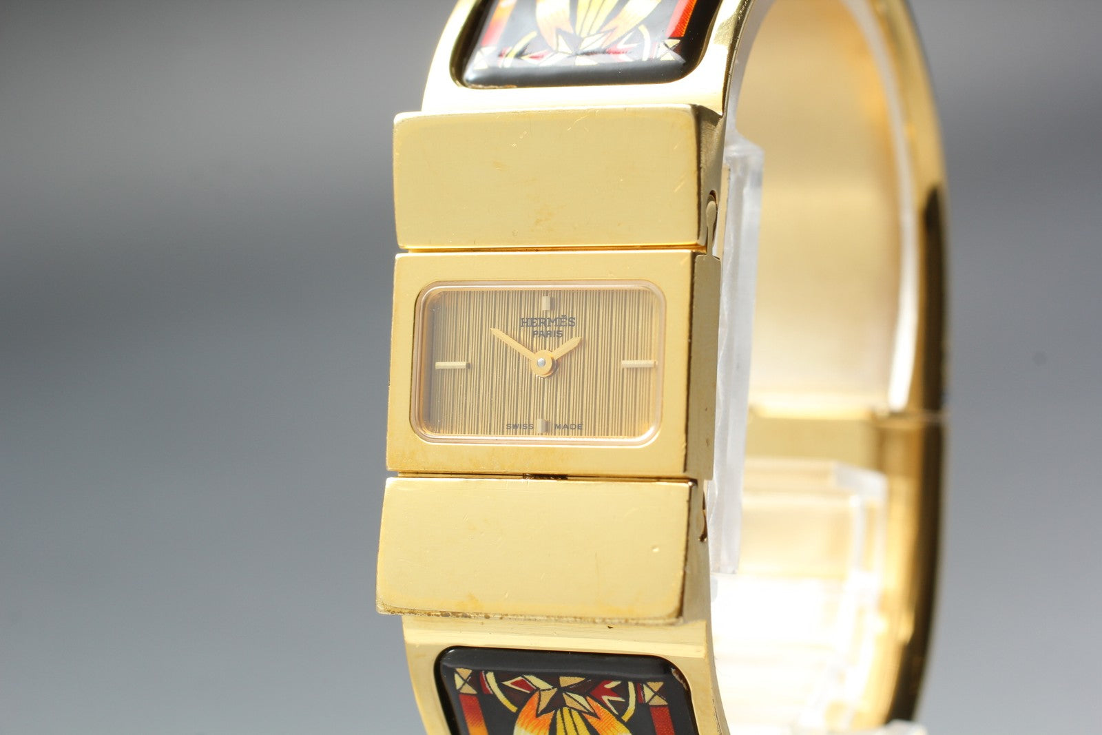 Vintage [Exc+5 Box] HERMES Loquet L01.201 Gold 19mm Womans Quartz Watch