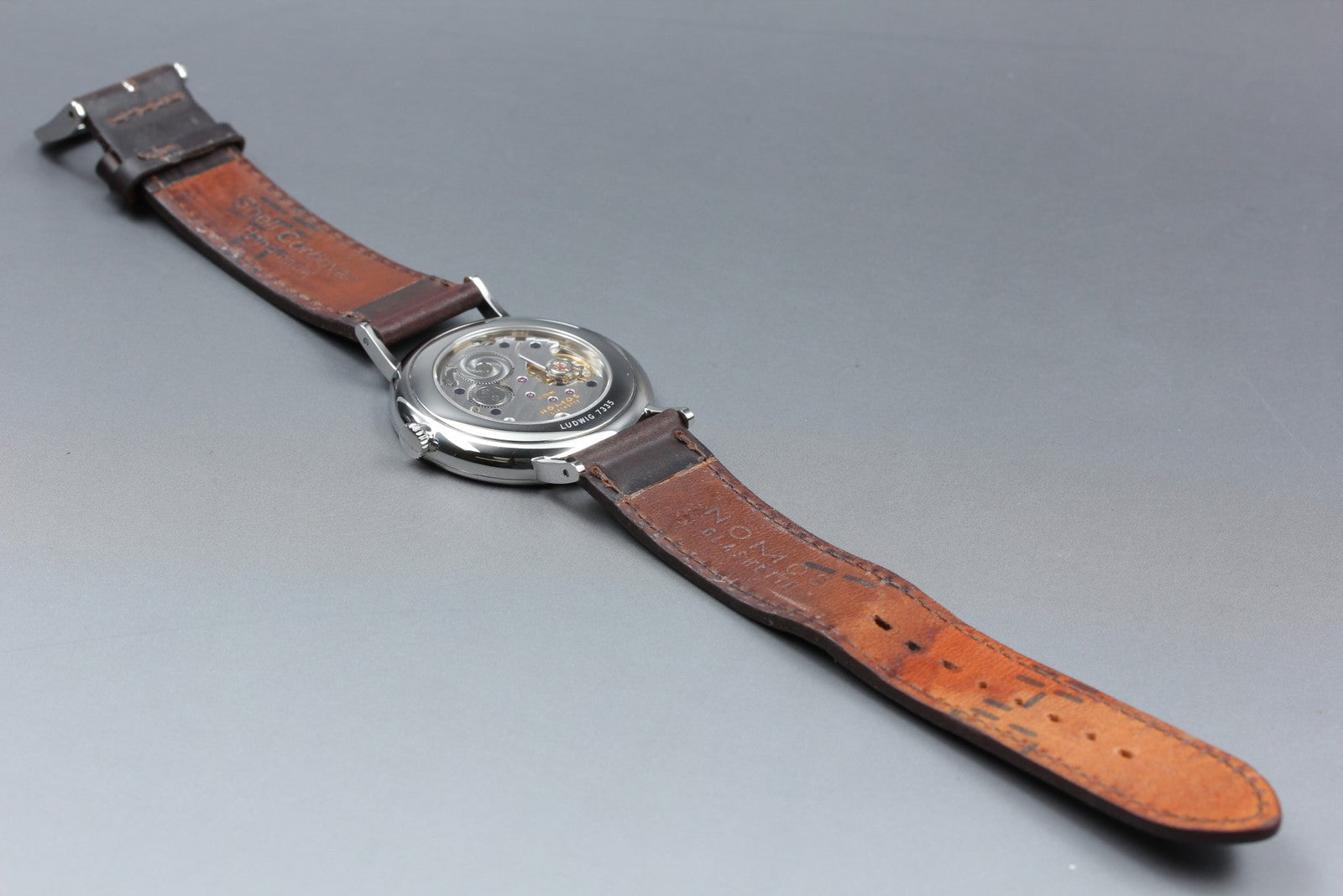 NOMOS GLASHÜTTE Ludwig 38 Small Second Manual Wind White Brown Men's Watch [Box]