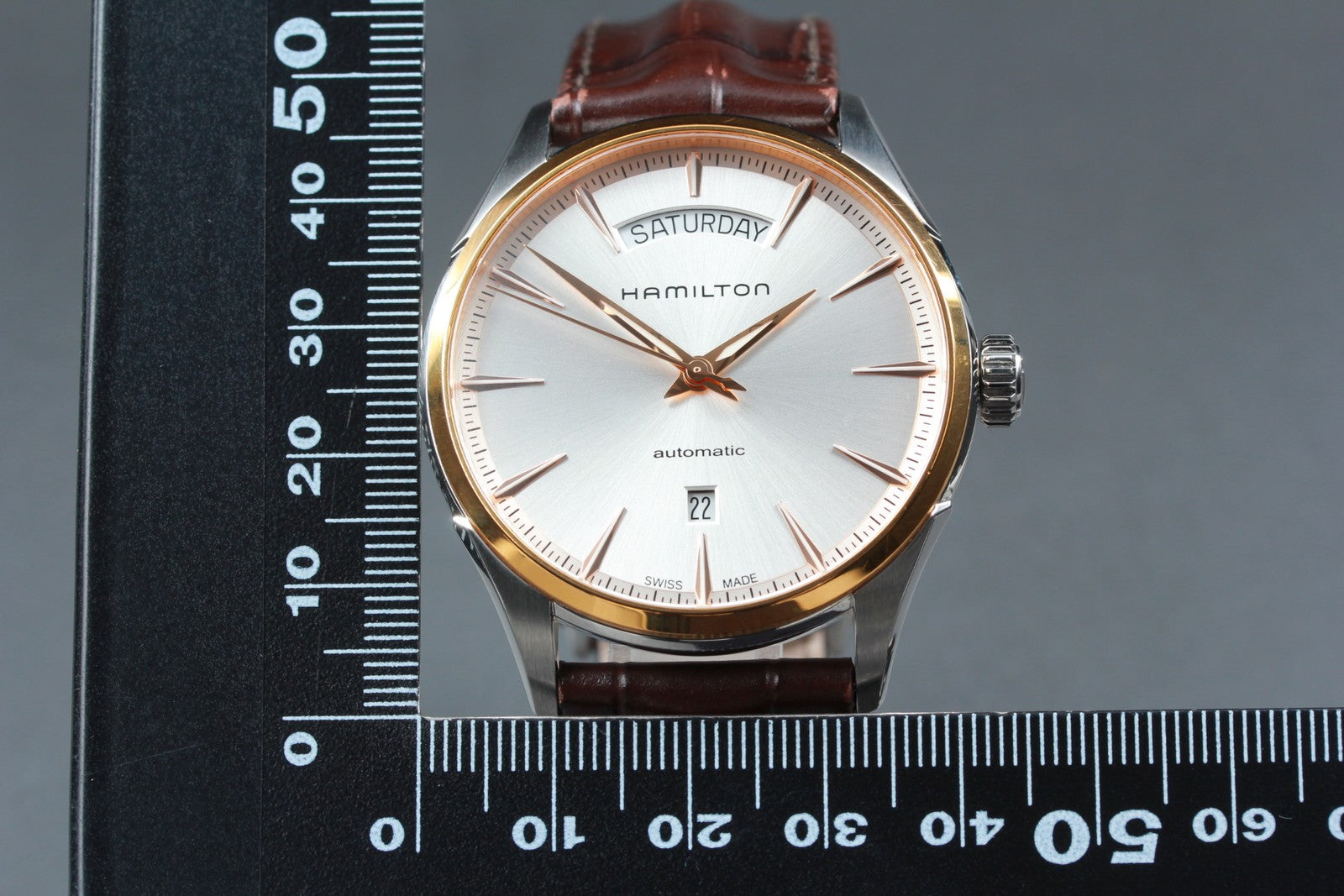 Hamilton Jazzmaster H425250 Silver Automat Day/Date Men's Watch 42mm JAPAN
