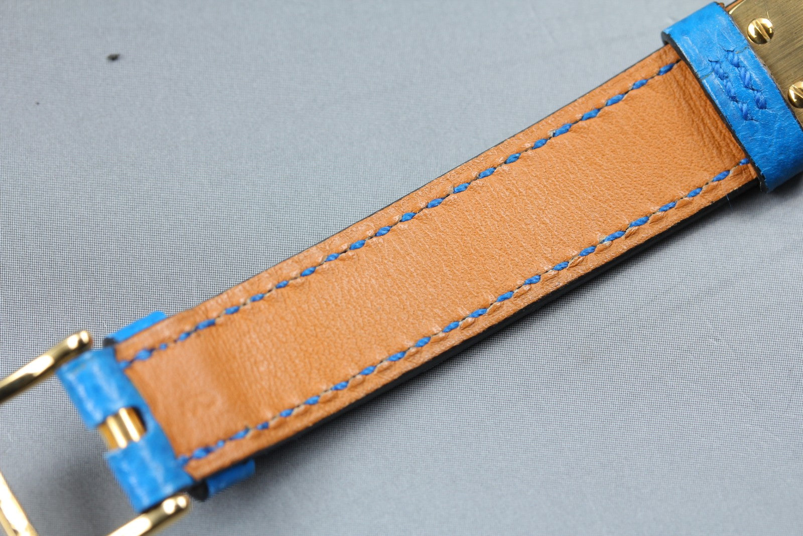 Vintage HERMES Kelly Watch Gold Blue "Z" Woman's Quartz Watch JAPAN [Box]