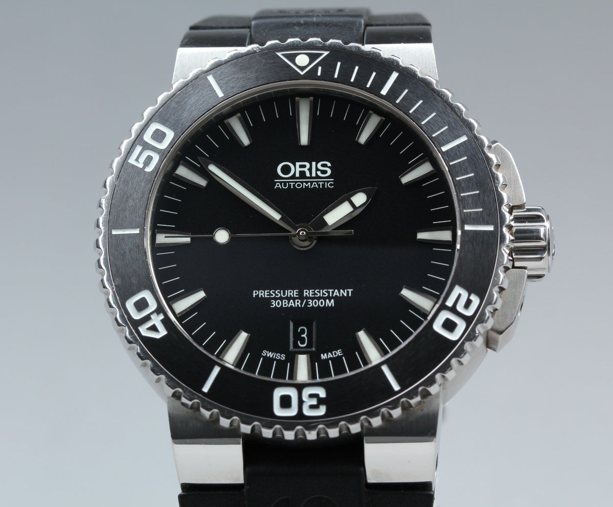 ORIS Aquis Date 7653-04 Black Dial 43mm Rubber Automatic Men's Watch