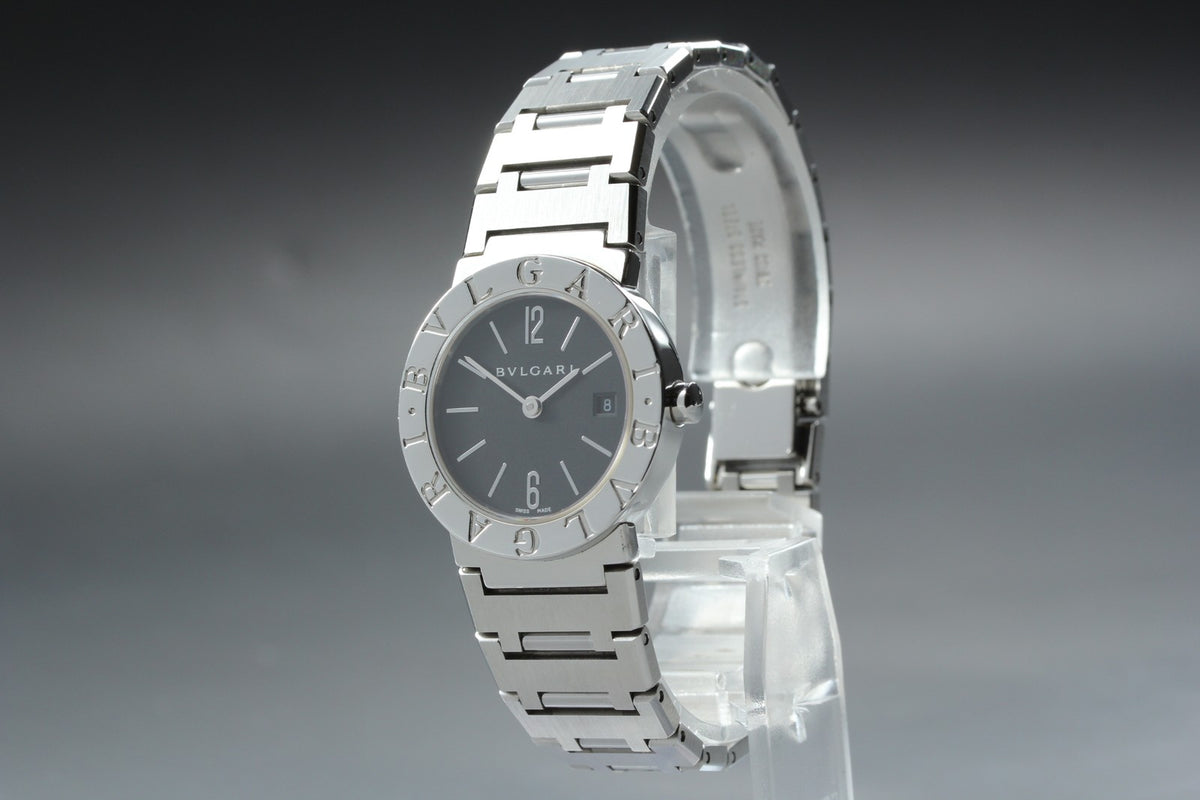 BVLGARI BB26SS Black Dial Quartz Date Women’s Watch 26mm Used From JAPAN w/Pouch