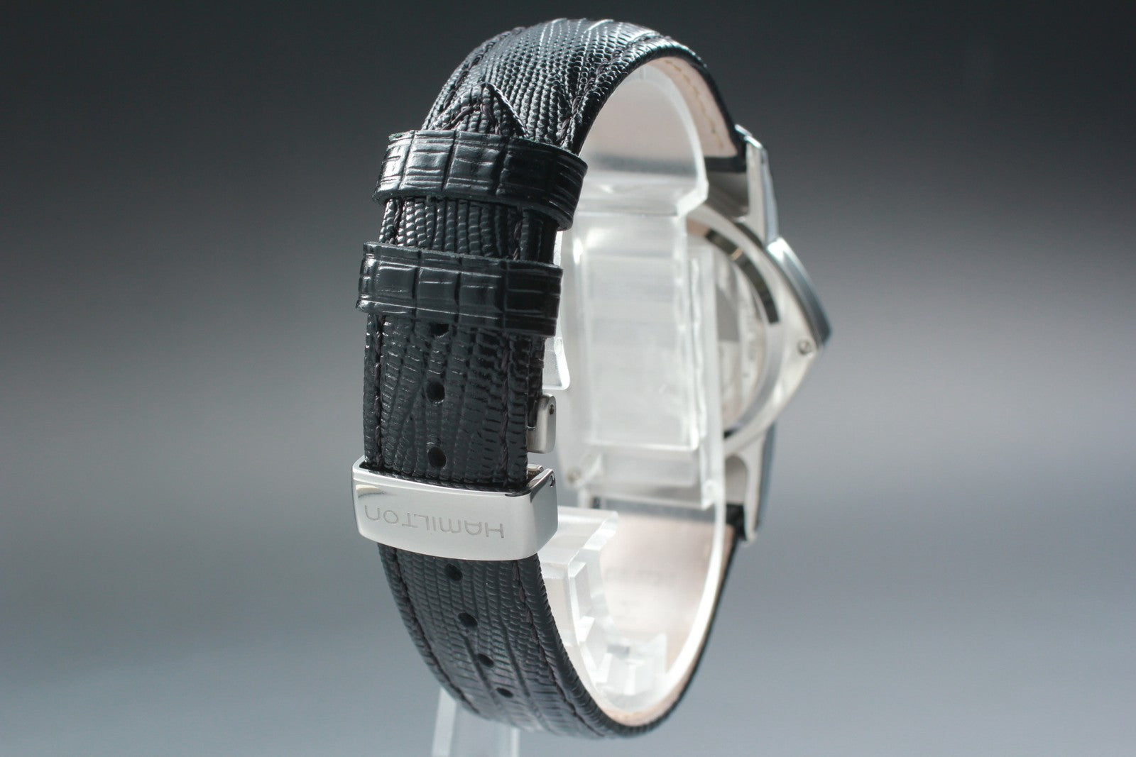 New Batt[N MINT]Box HAMILTON Ventura H244112 Black Men's Quartz Watch 32mm JAPAN