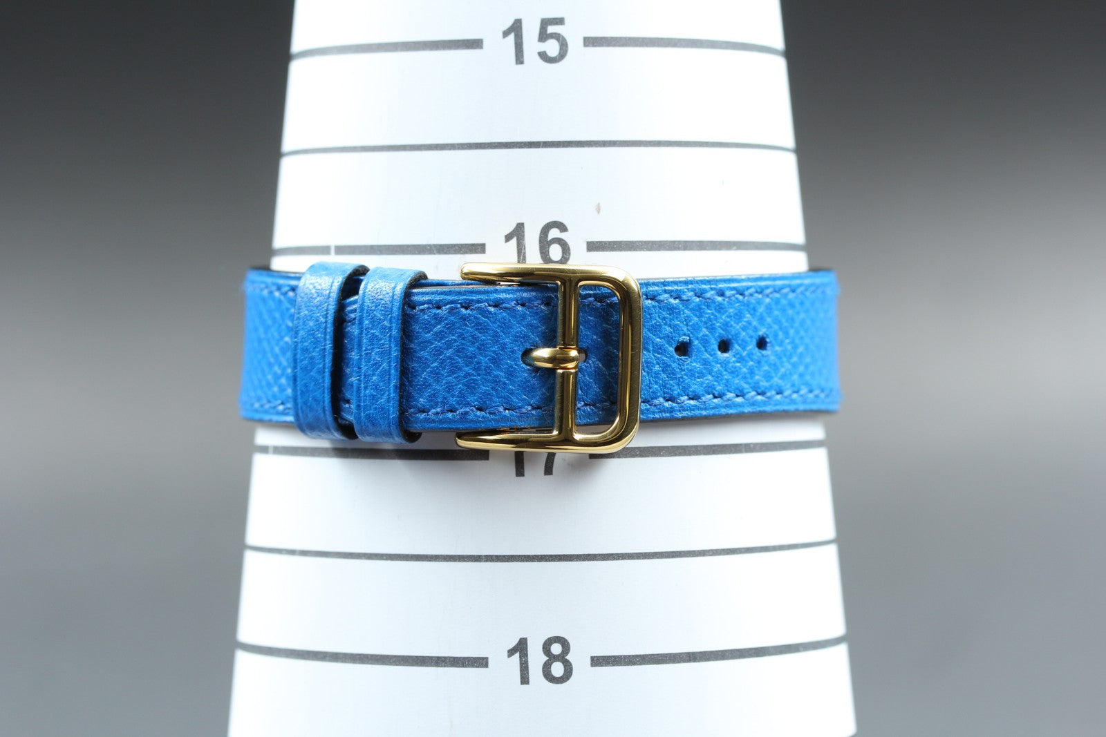 [Overhauled] HERMES H Watch HH1.201 Gold Blue "B" Woman's Watch Quartz Box