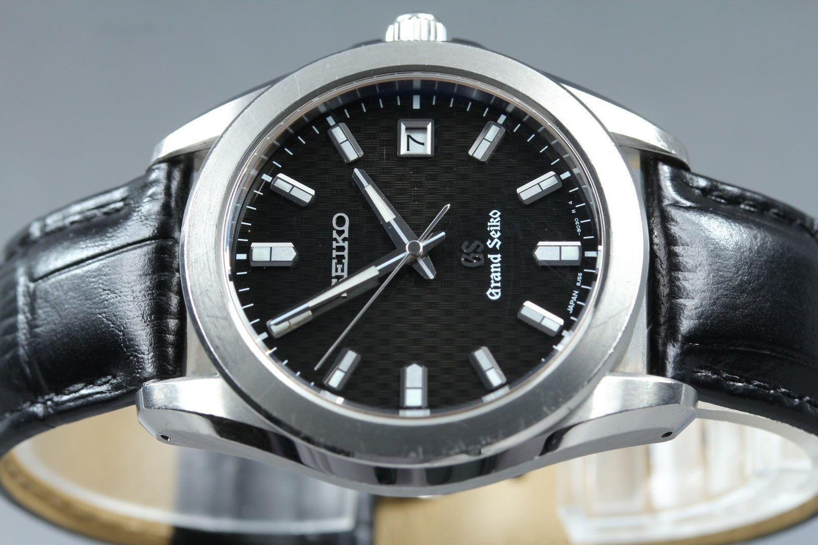 [Exc+5] Grand SEIKO GS 8J56-8020 SBGF021 Black Date Men's Quartz Watch JAPAN