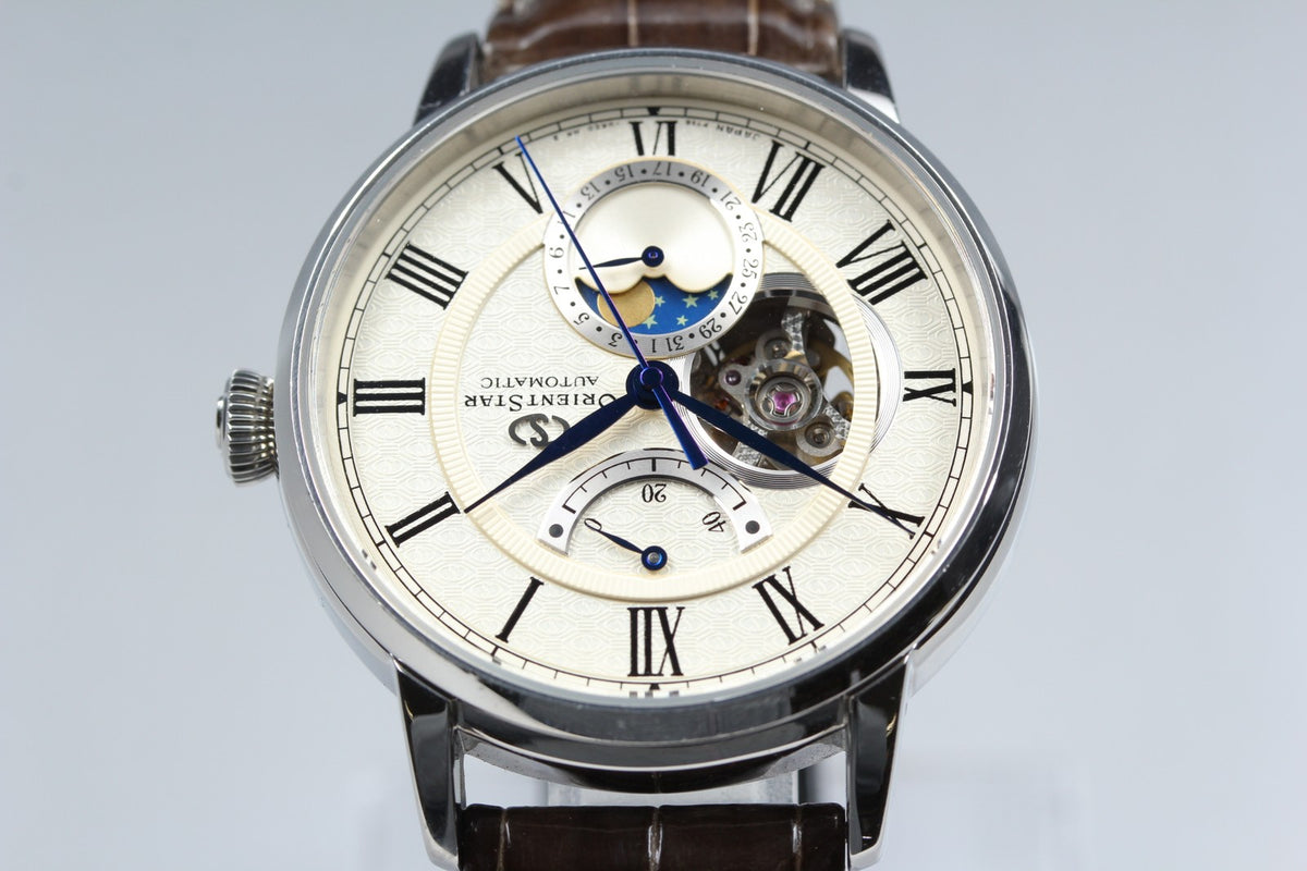 ORIENT Star F7X6-UAC0 Silver Dial Automatic Moon Phase Men's Watch 41mm JAPAN