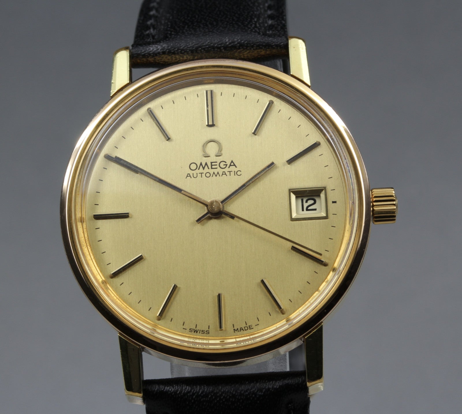 Vintage OMEGA Seamaster Gold 166.0202 Cal.1012 Date 34mm Automatic Men's Watch