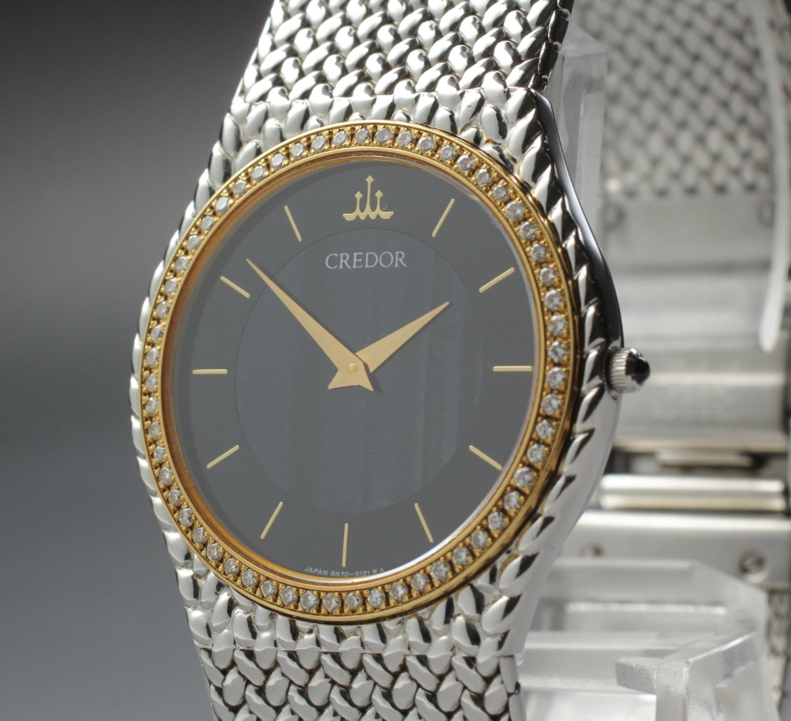 [Near MINT-] SEIKO CREDOR 8N70-6140 31mm Diamond Unisex Quartz Watch JAPAN