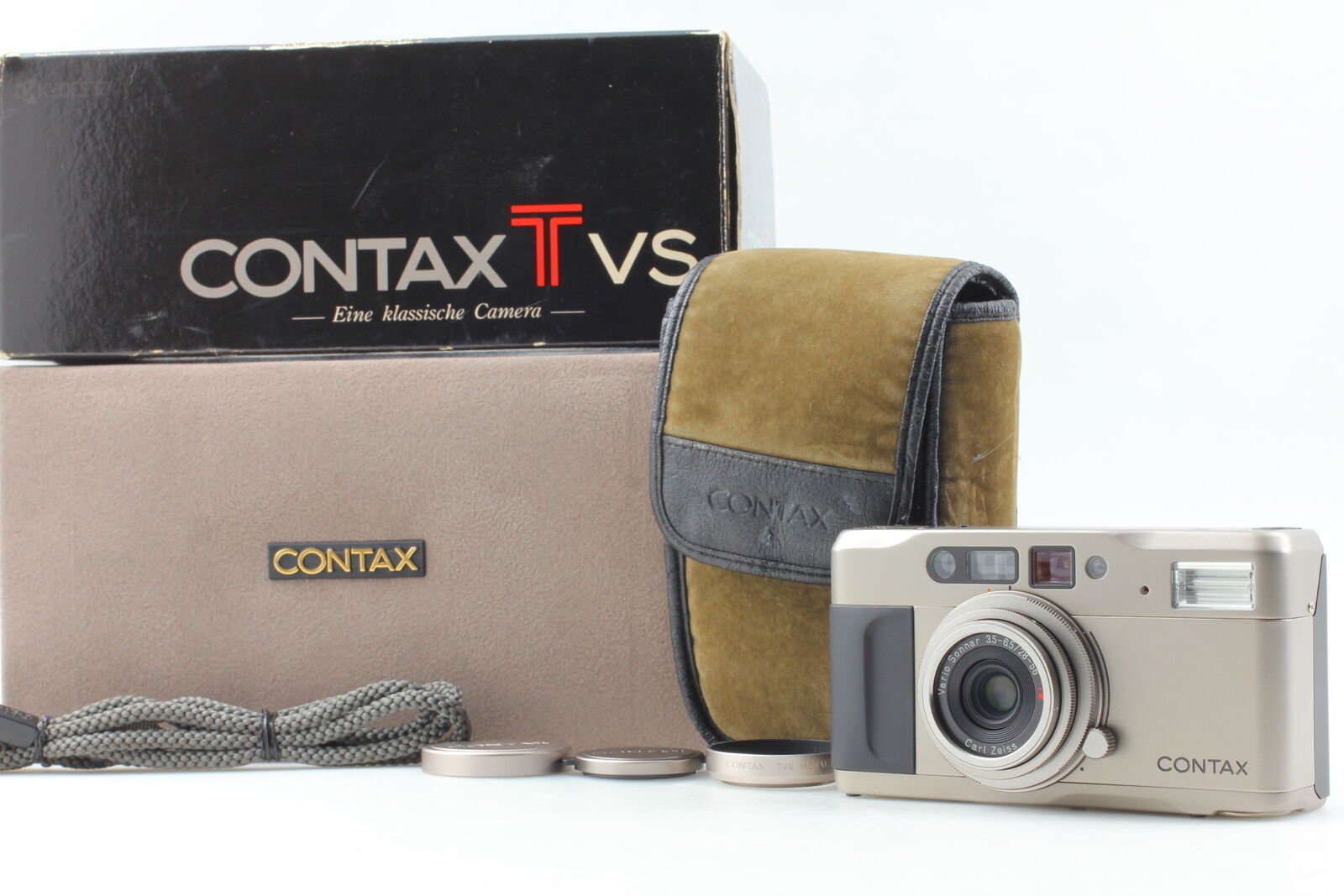 [Boxed MINT w/Hood Cap] Contax TVS 35mm Film Camera Carl Zeiss From JAPAN