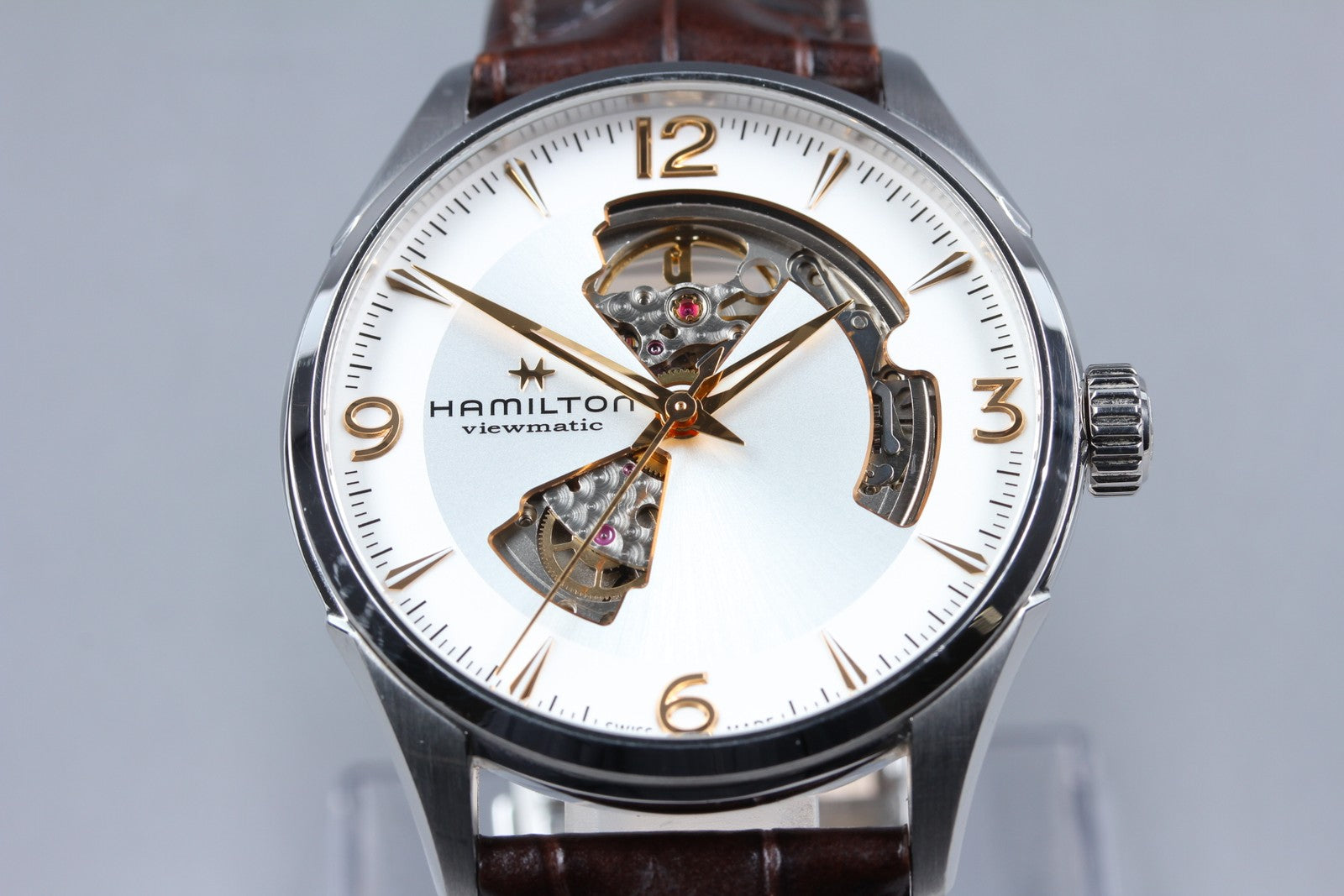 [Exc+5 Box] HAMILTON Jazzmaster H327050 Open Heart Brown Automatic Men's Watch