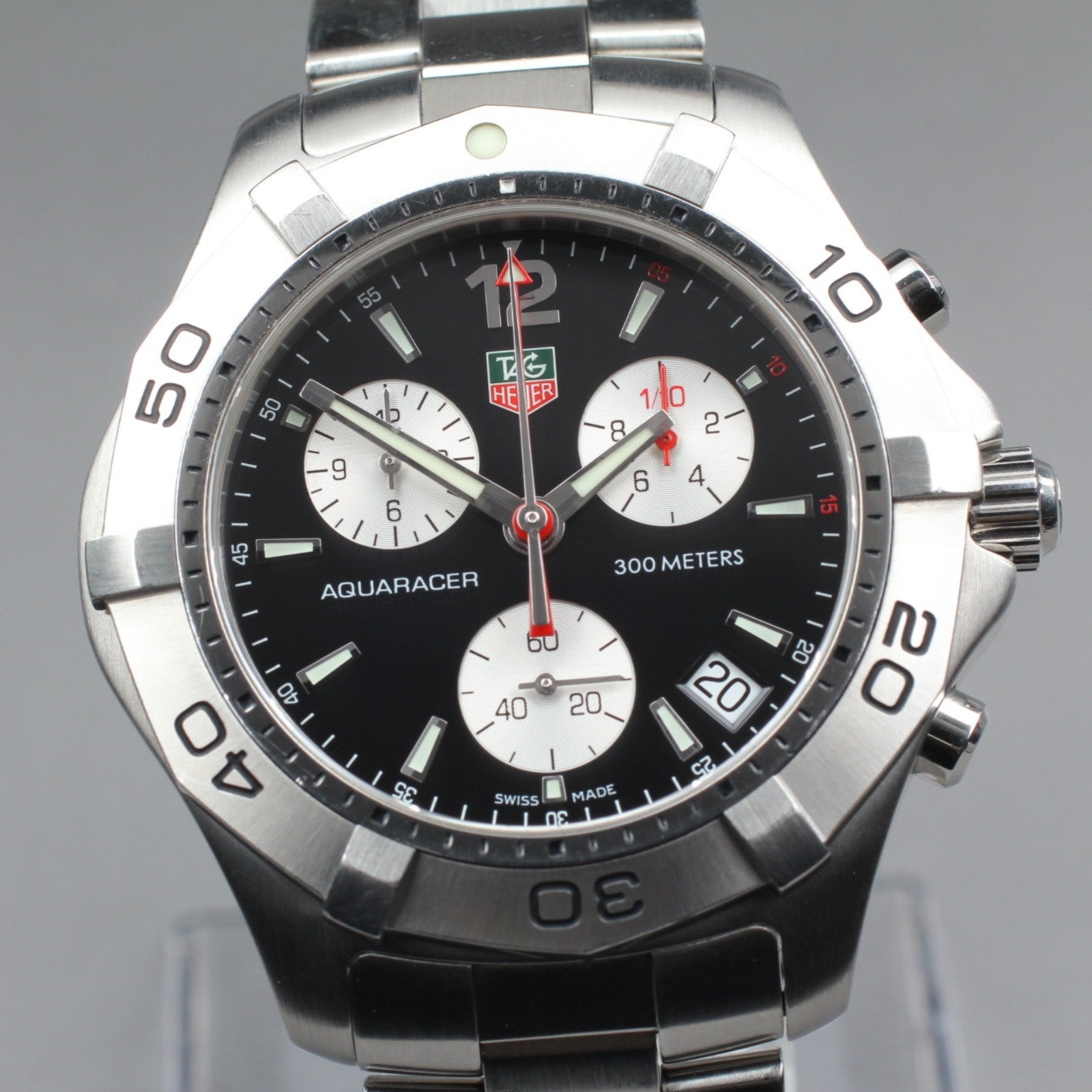 Box Tag Heuer Aquaracer CAF1110 Chronograph Black Quartz Men's Watch 42mm JAPAN