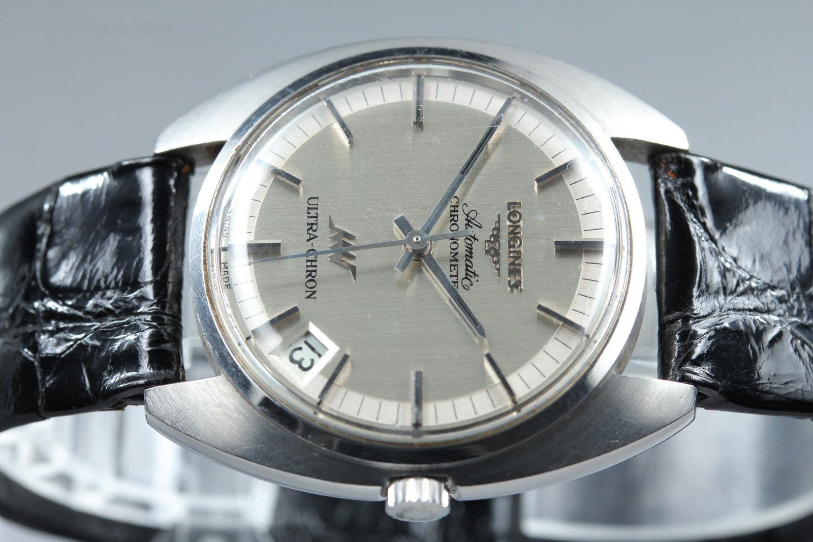 Vintage LONGINES ULTRA-CHRON Chronometer Date Silver Men's Watch 34mm JP JAPAN