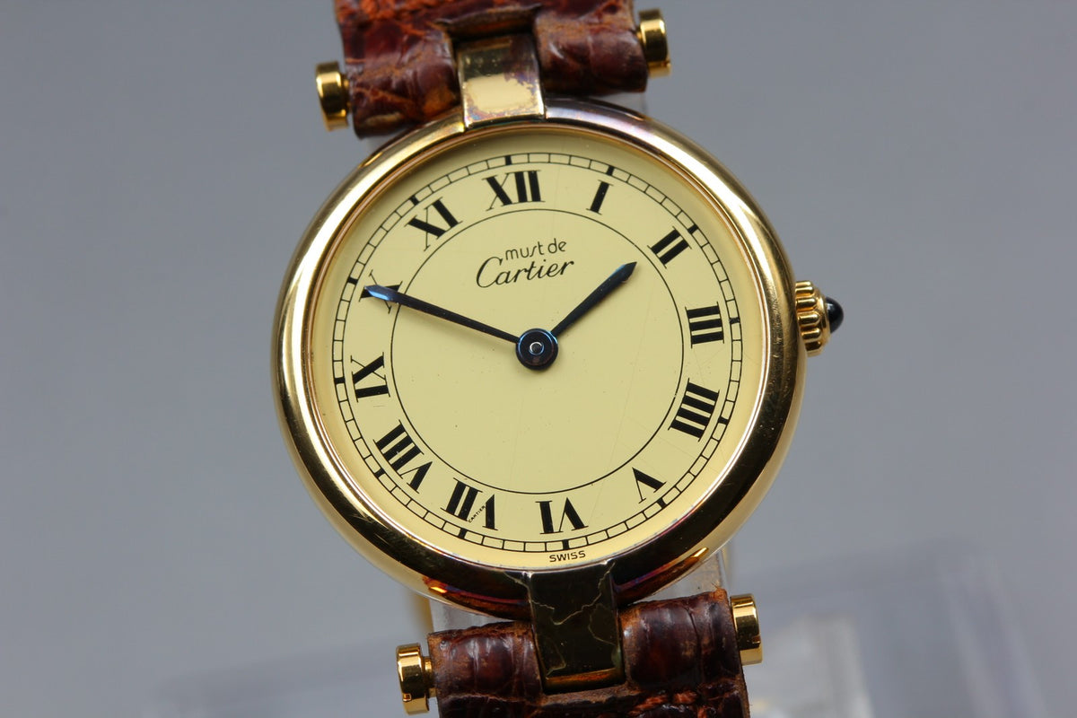 New Batt Cartier Must de Cartier Vendome 18 Quartz Women's Watch From JAPAN Box