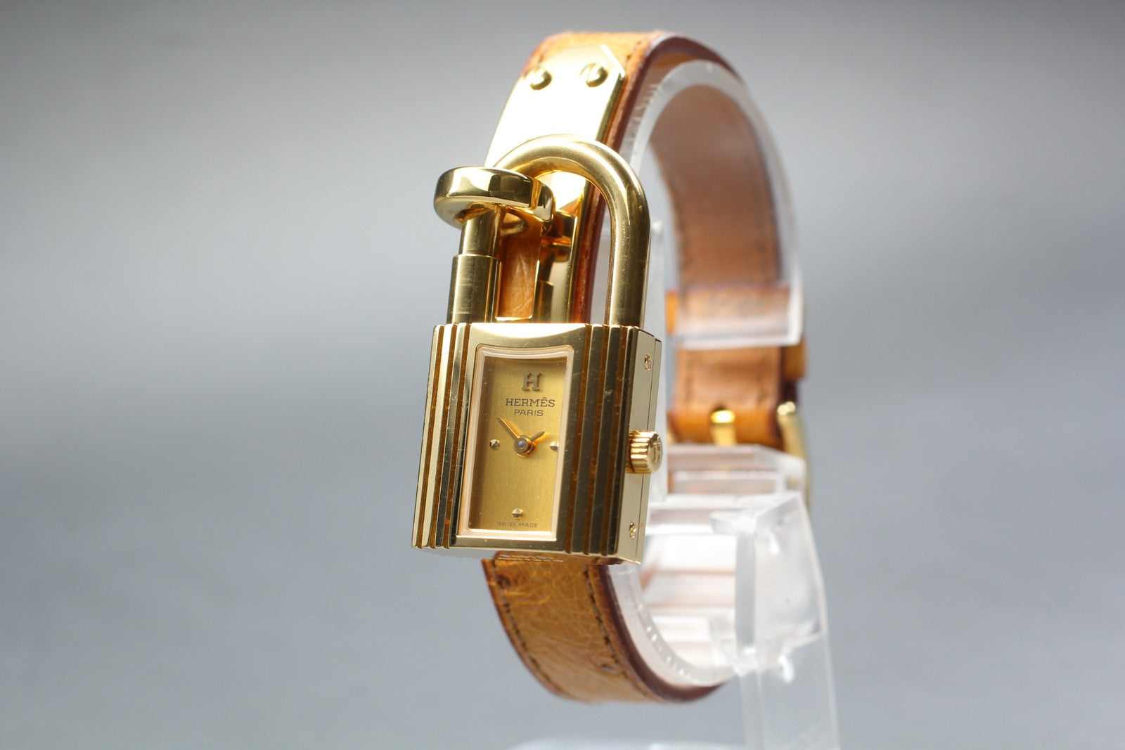 Vintage [Exc+5 Box] HERMES Kelly Watch Gold Brown "Z" Woman's Quartz Watch JAPAN